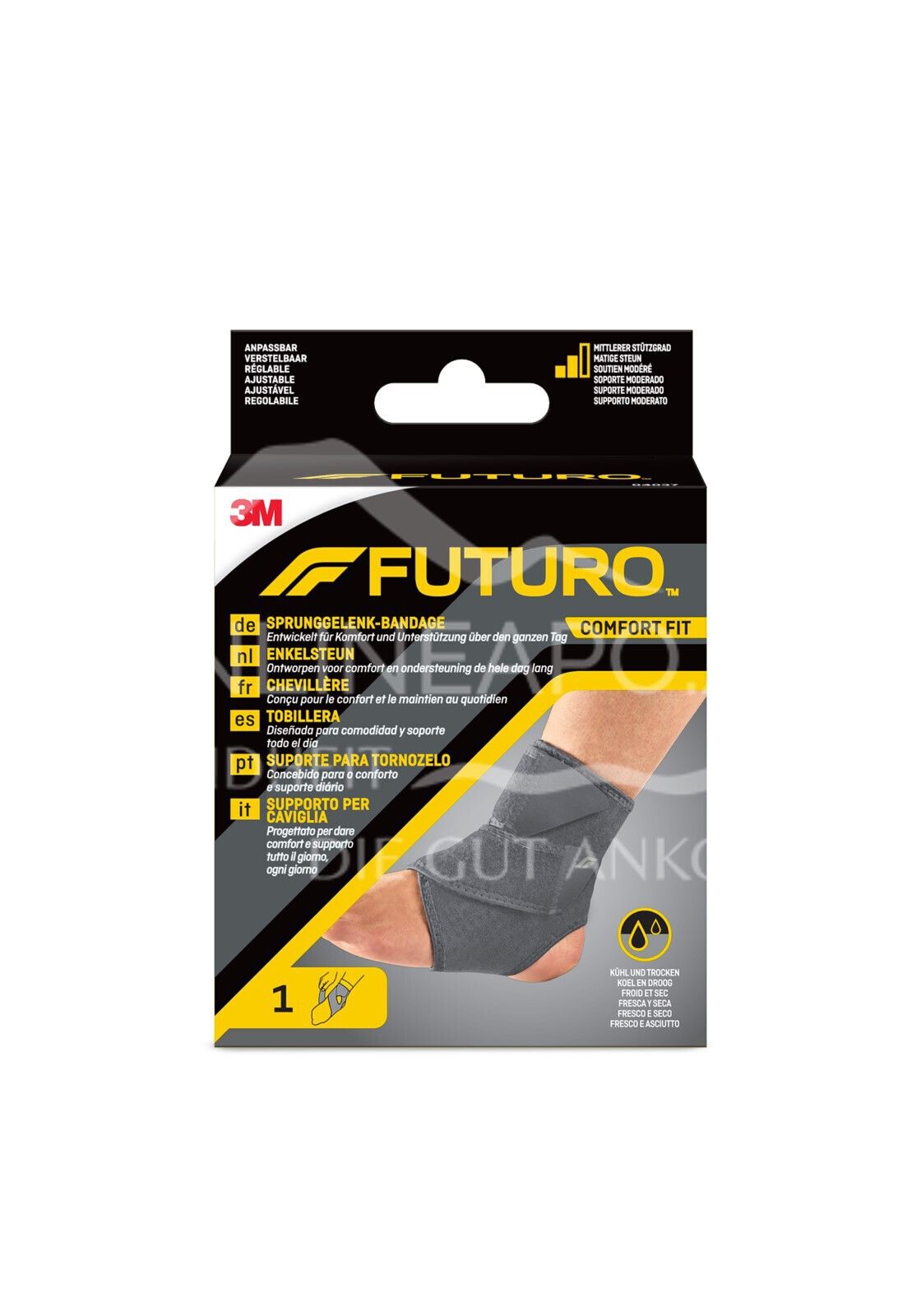 3M FUTURO™ Comfort Fit Sprunggelenk-Bandage 04037, Anpassbar (17.8 cm – 29.2 cm)