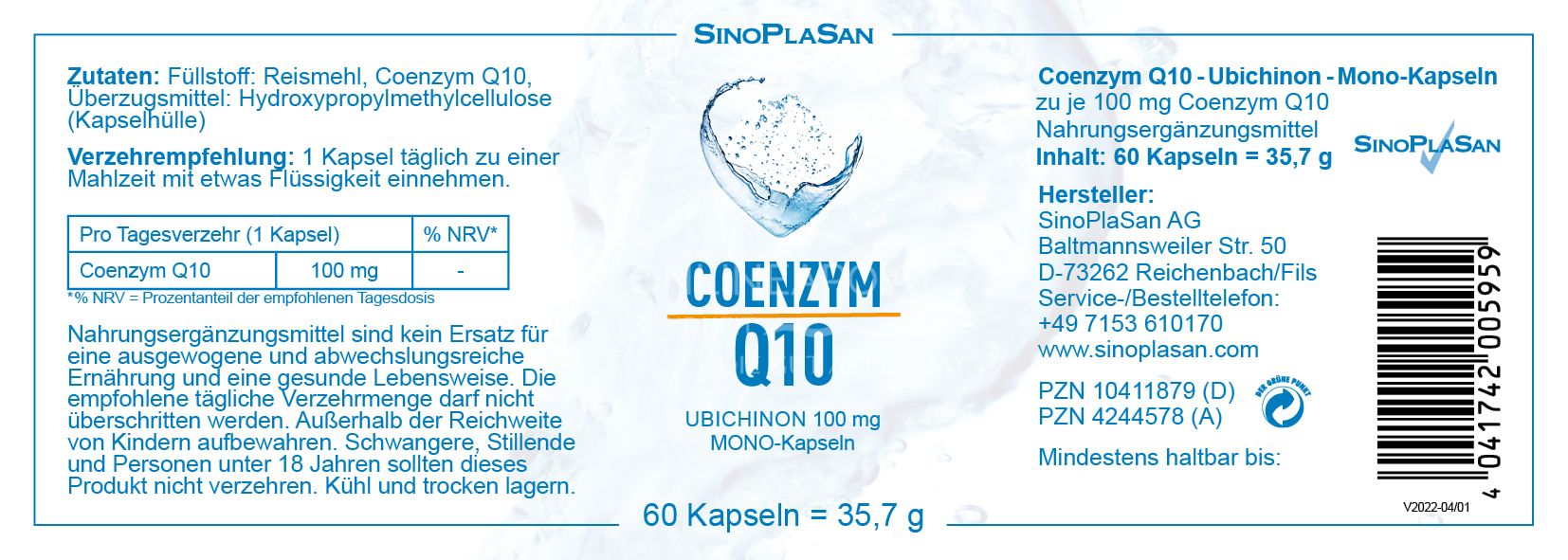 SinoPlaSan Coenzym Q10 100 mg MONO Kapseln