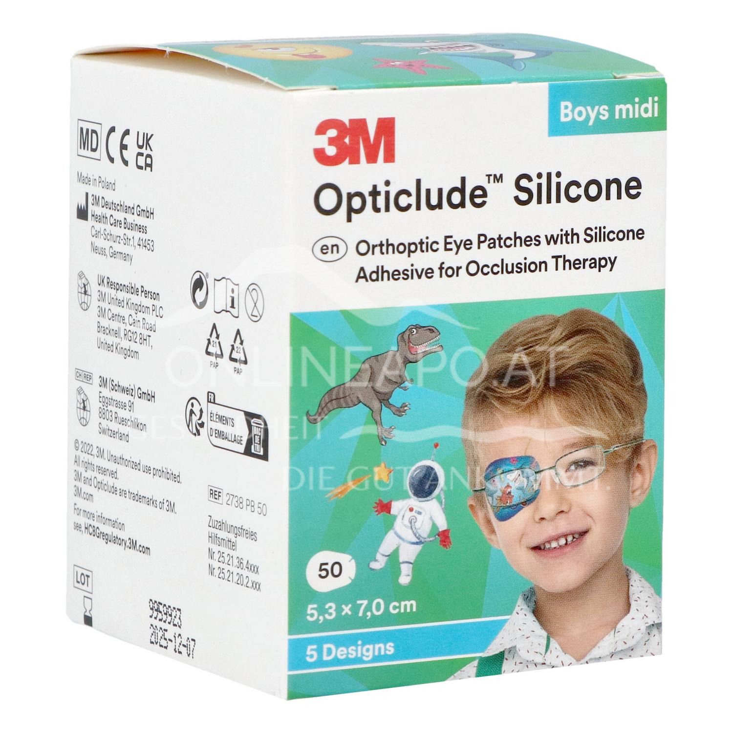 3M™ Opticlude™ Silicone Augenpflaster 2738 PB, Midi, Jungen, 5,3 cm × 7 cm
