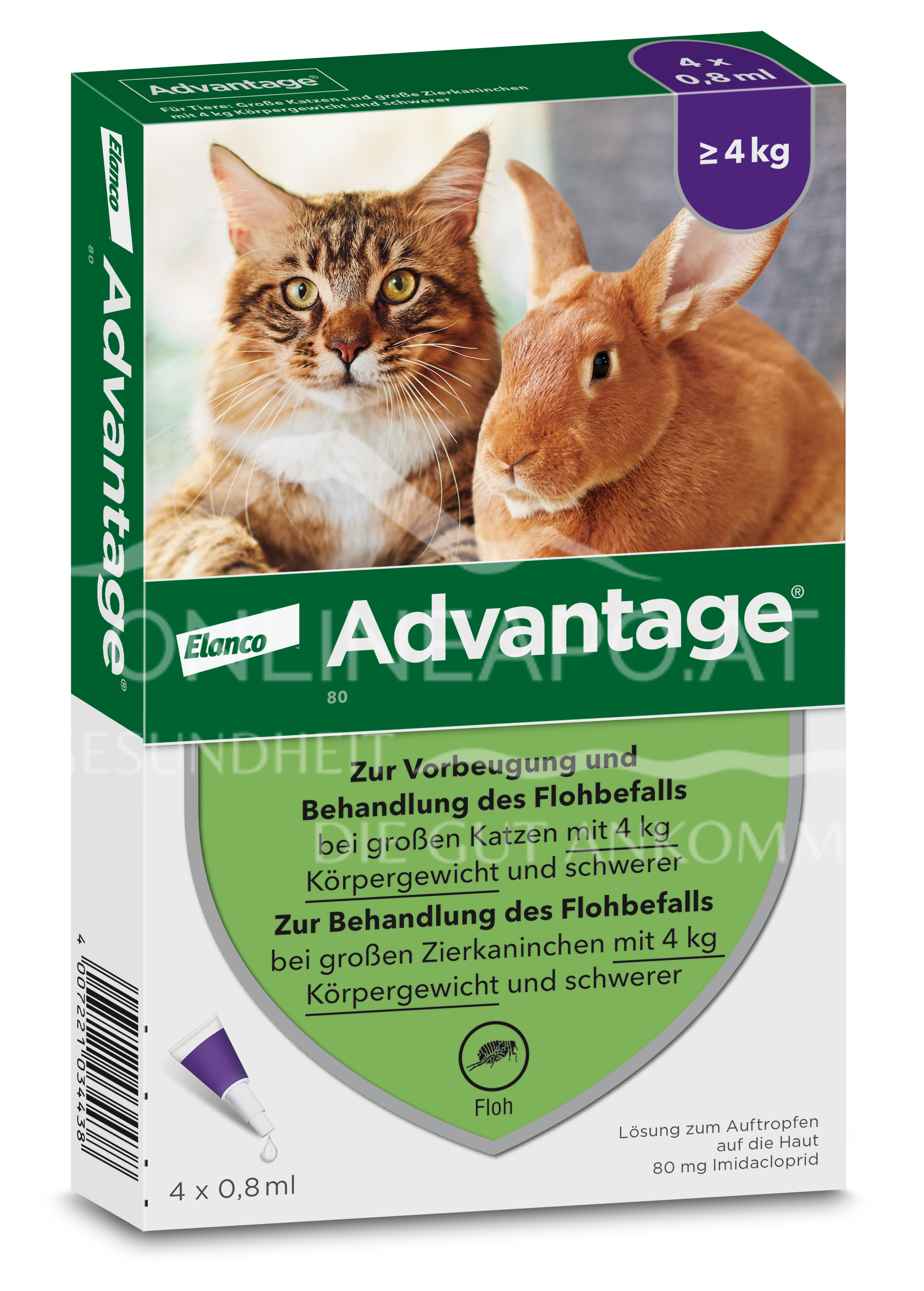 Advantage® 80 mg Lösung zum Auftropfen für Katzen und Zierkaninchen ab 4kg