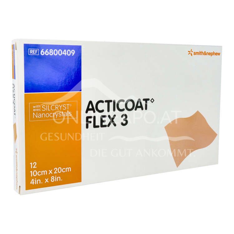 ACTICOAT FLEX 3 Antimikrobielle Wundauflagen mit Silber 10 x 20 cm