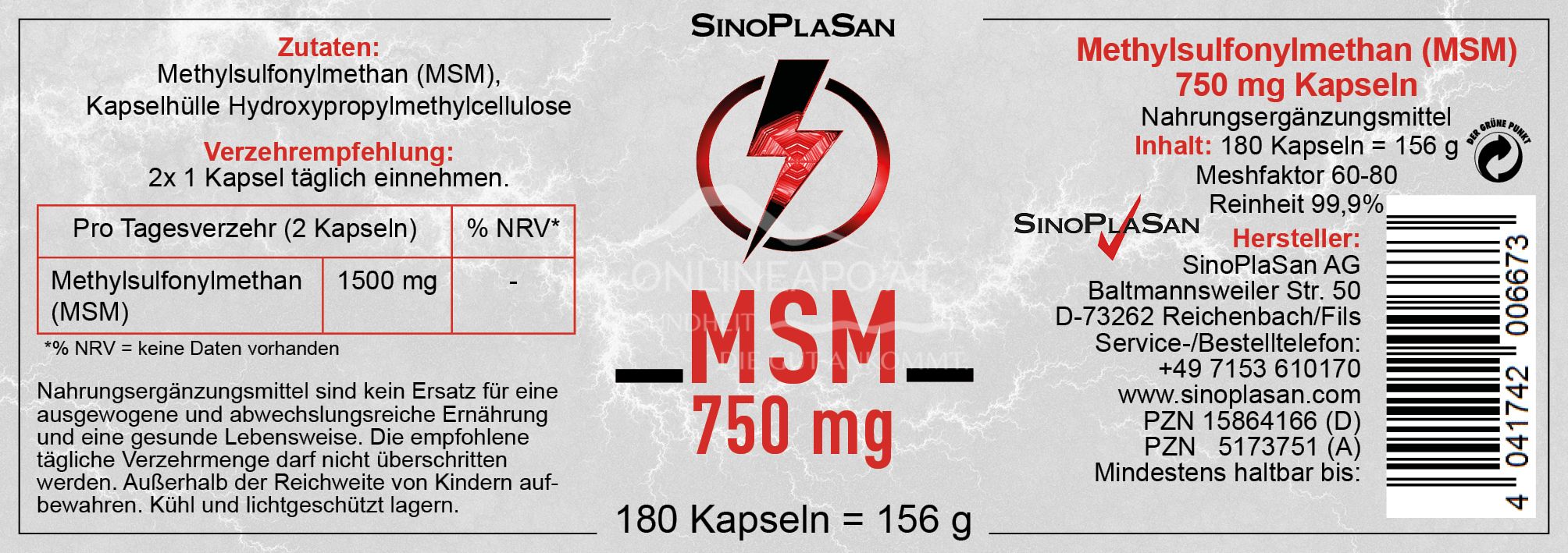 SinoPlaSan MSM 750 mg MONO Kapseln