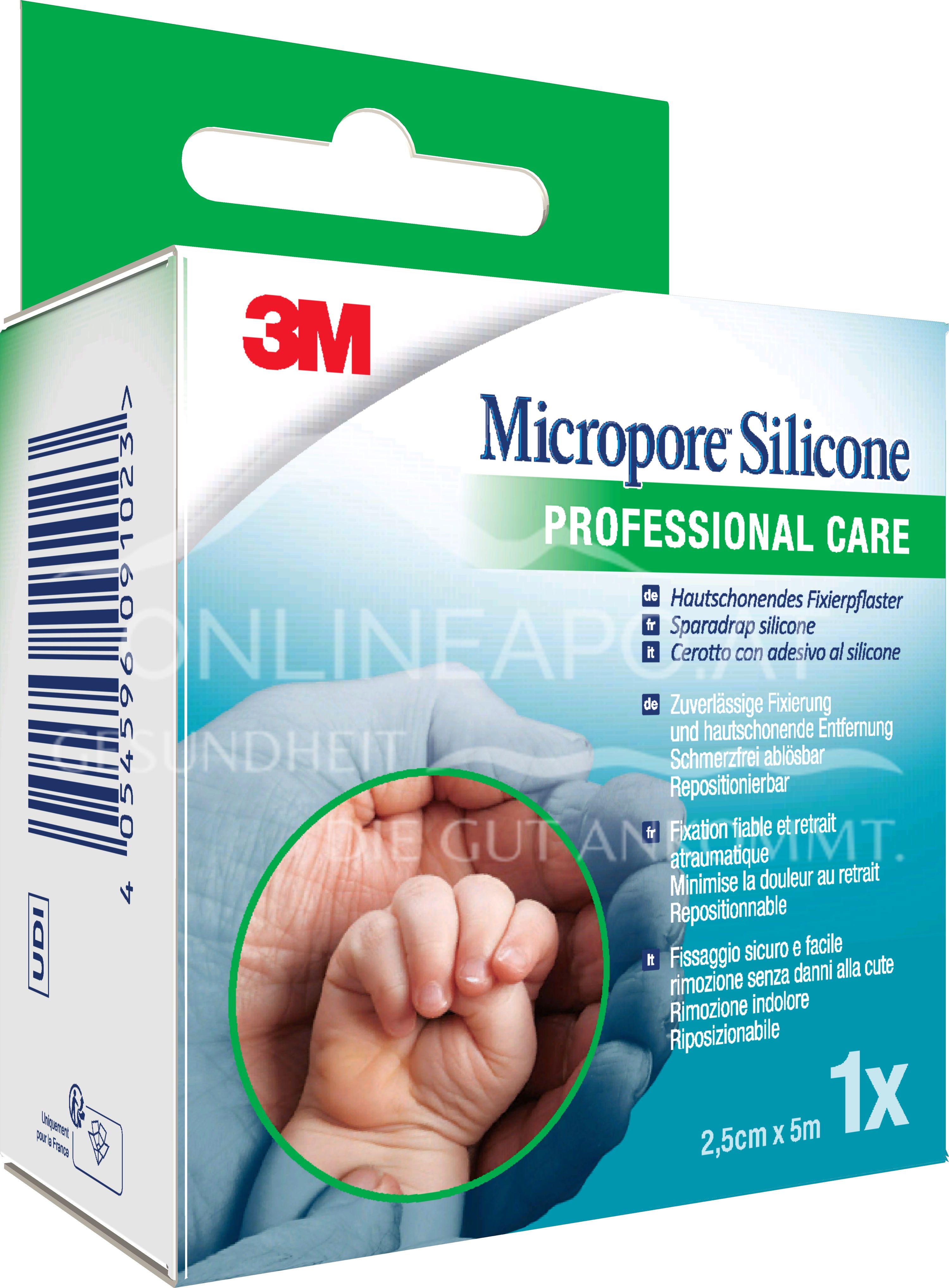 3M™ Micropore™ Silicone, Silikonrollenpflaster, 2775NP-1, 2,5 cm x 5 m