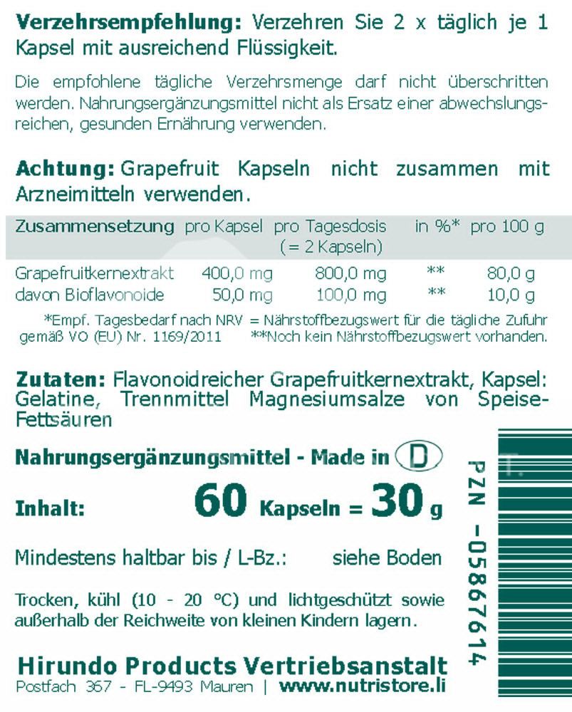 The Nutri Store Grapefruitkernextrakt 400 mg Kapseln