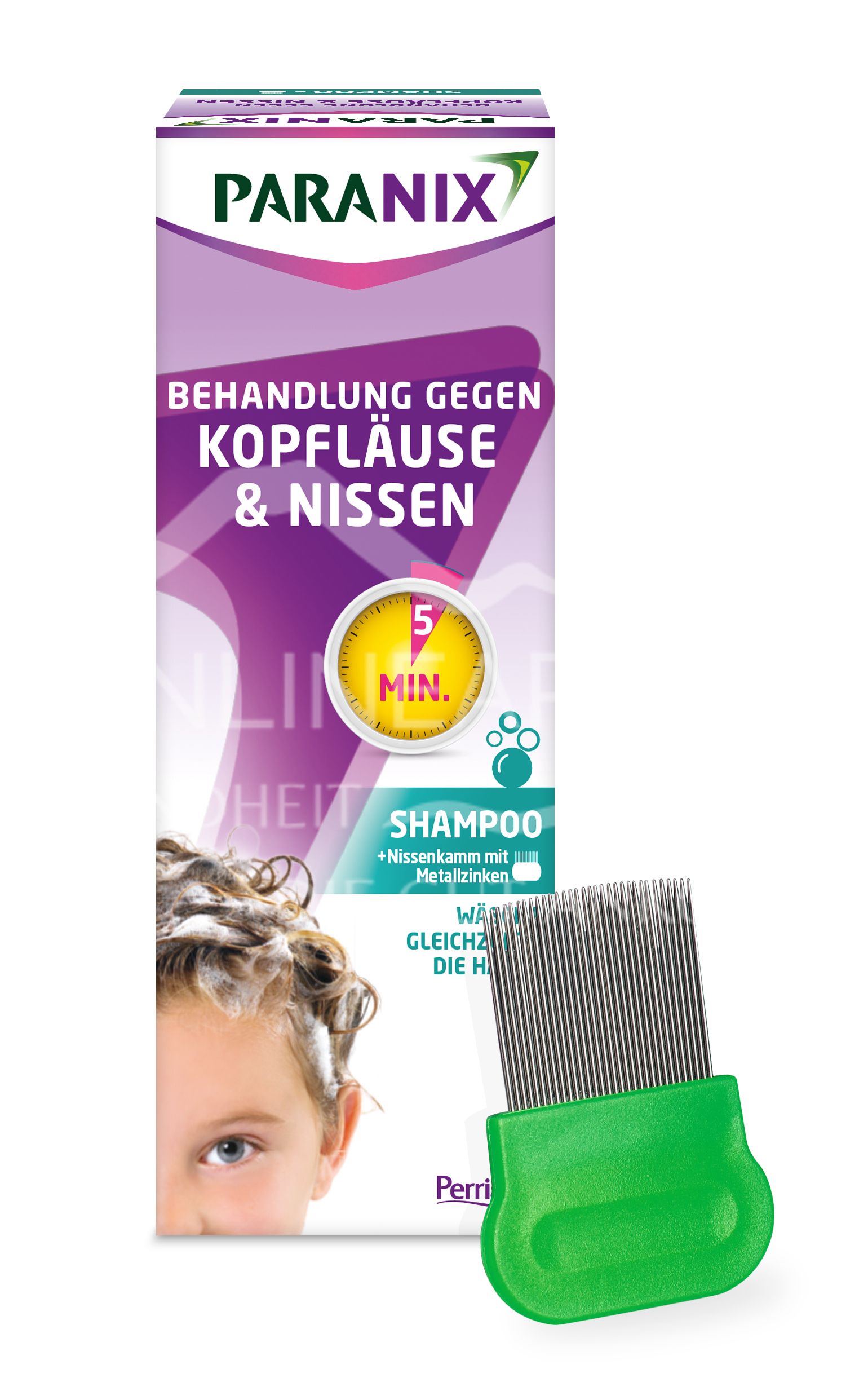 Paranix Shampoo mit Nissenkamm mit Metallzinken