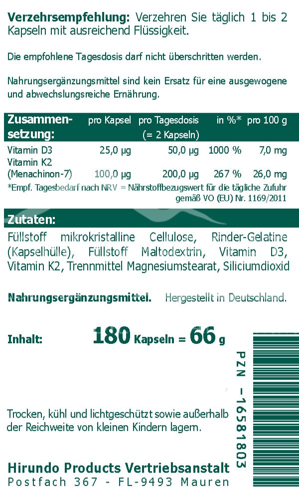 The Nutri Store Vitamin D3 + K2 Kapseln