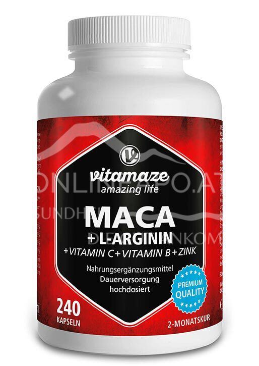 Vitamaze Maca + L-Arginin + Vitamin C + Vitamin B + Zink Kapseln