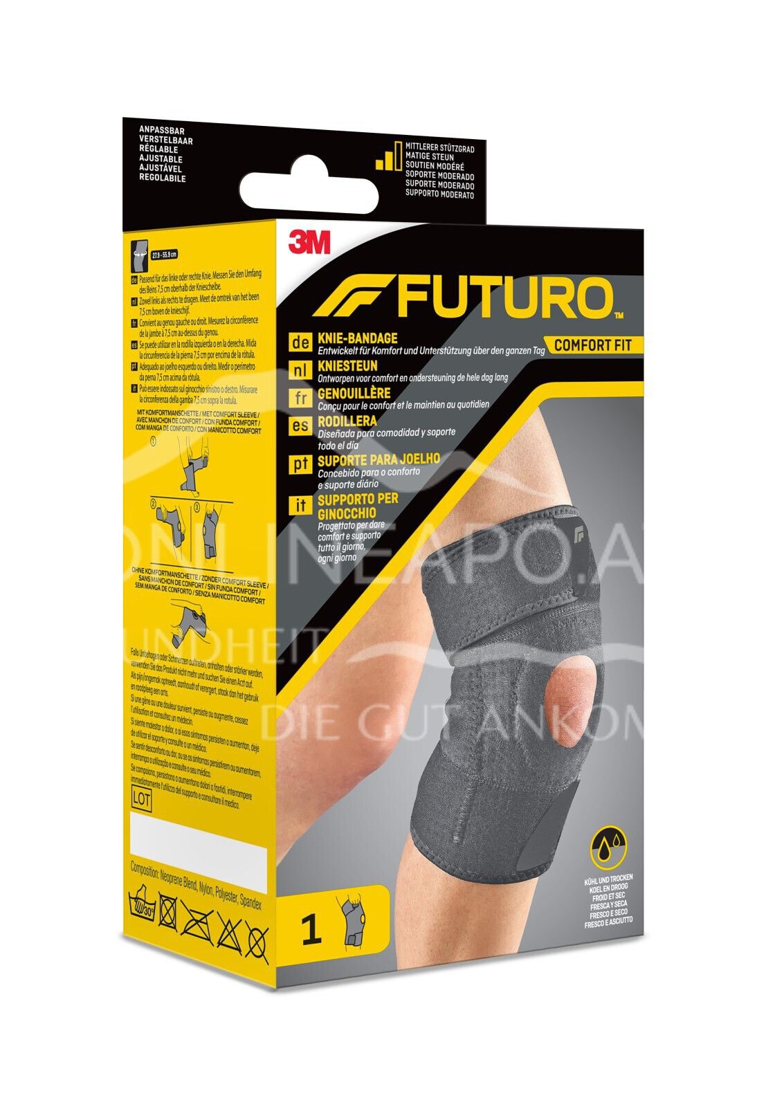 3M FUTURO™ ComfortFit Knie-Bandage 04039, Anpassbar (27.9 - 55.9 cm)