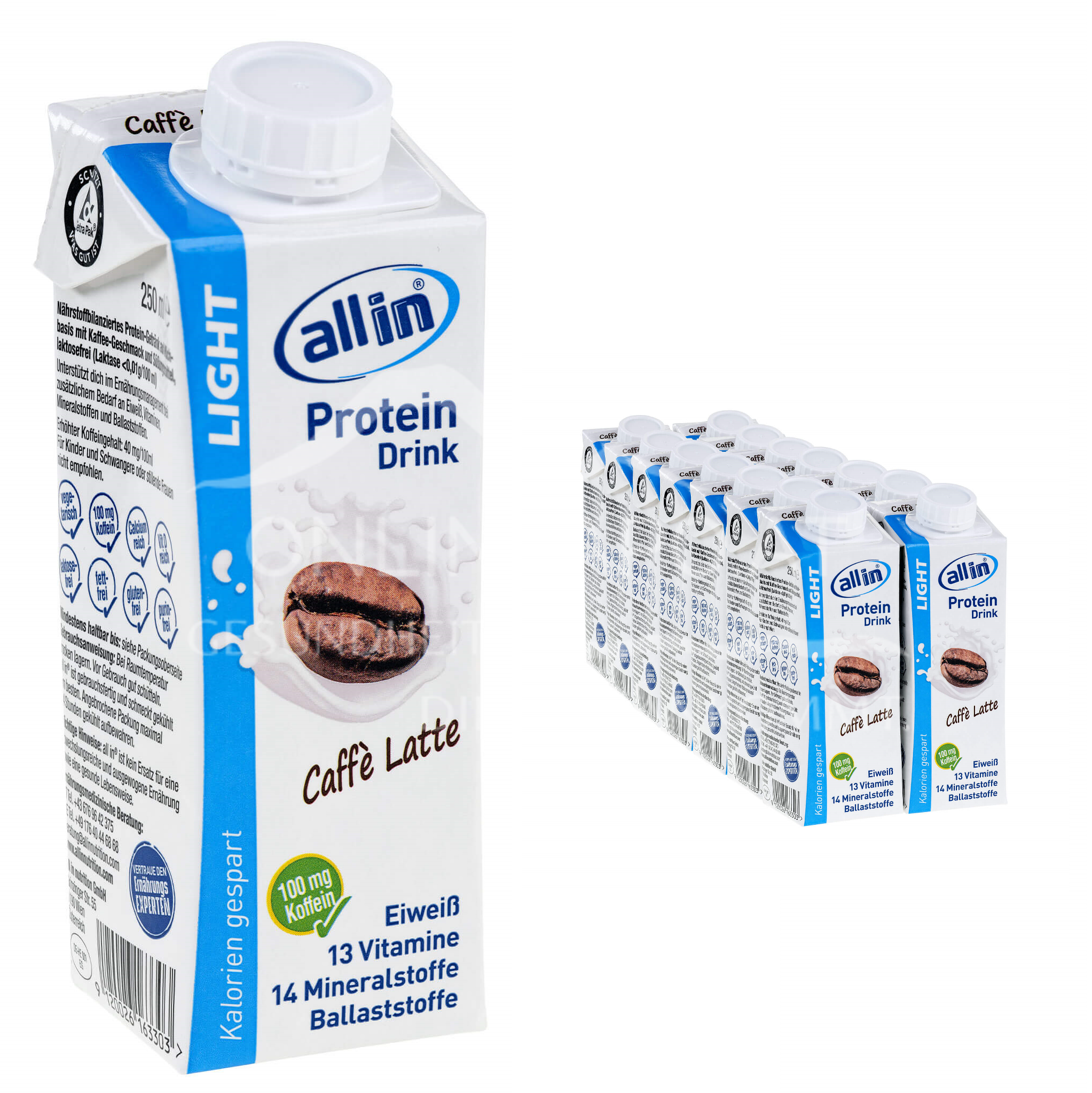 ll in® LIGHT Protein Drink Caffè Latte (14 x 250 ml)