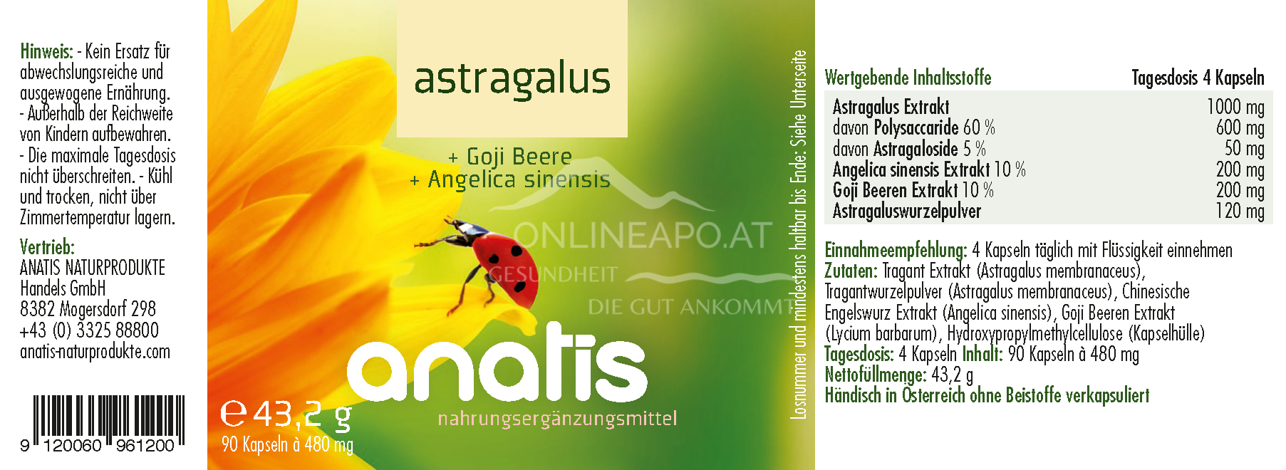 anatis Astragalus+Goji+Angelica sinensis Kapseln