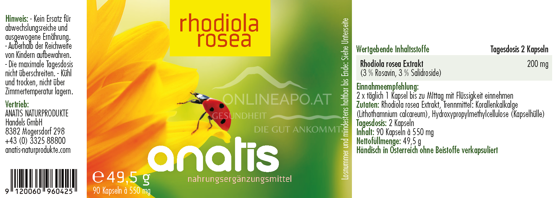 anatis Rhodiola rosea Kapseln
