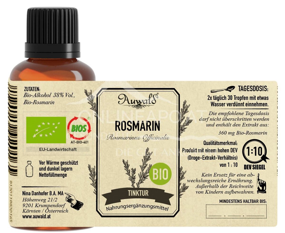 Auwald® Rosmarin - BIO Tropfen (Auszug, Essenz, Extrakt)