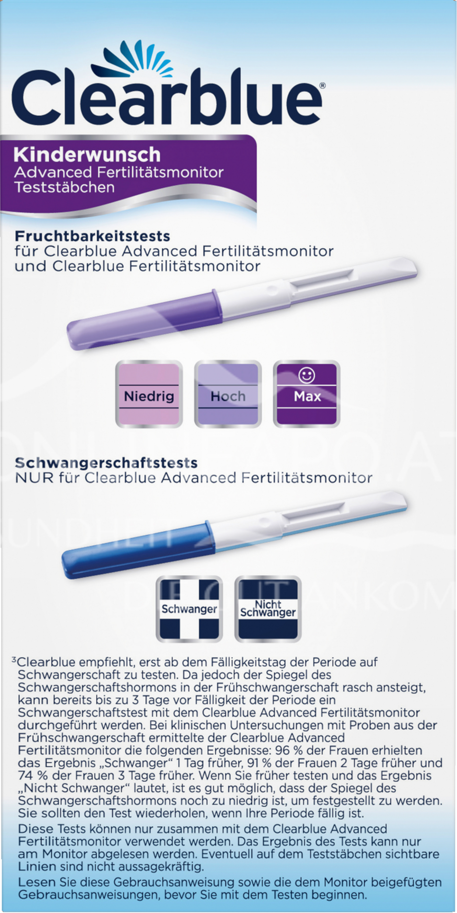 Clearblue Kinderwunsch Advanced Fertilitätsmonitor Teststäbchen