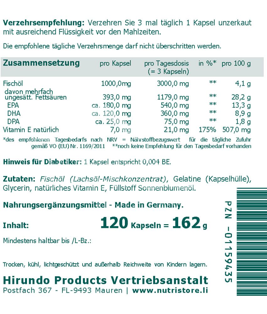 The Nutri Store Omega-3 Fischöl 1000 mg Kapseln