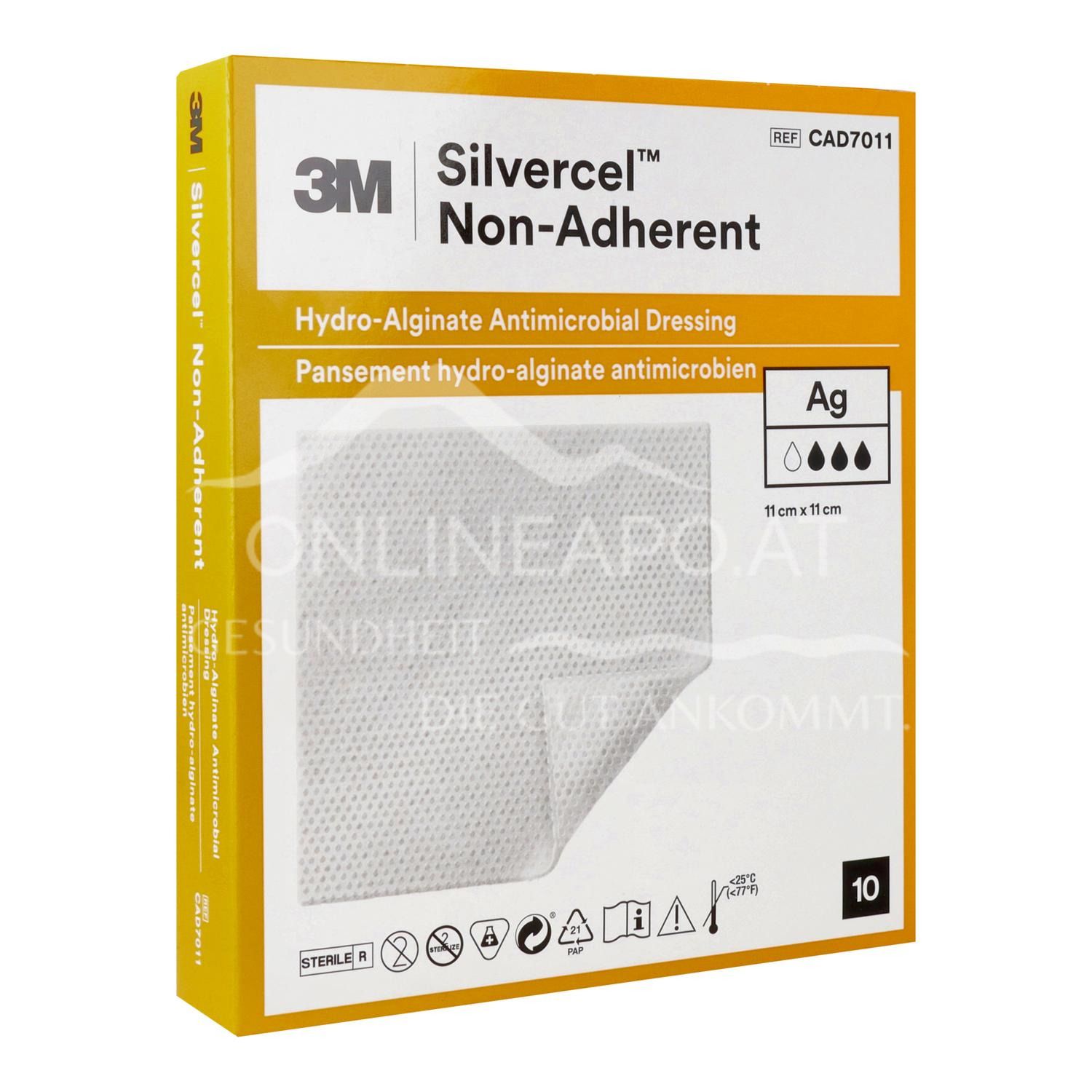 3M™ Silvercel™ Non-Adherent Silberhaltige antimikrobielle Hydroalginat-Wundauflagen steril, 11 x 11 cm