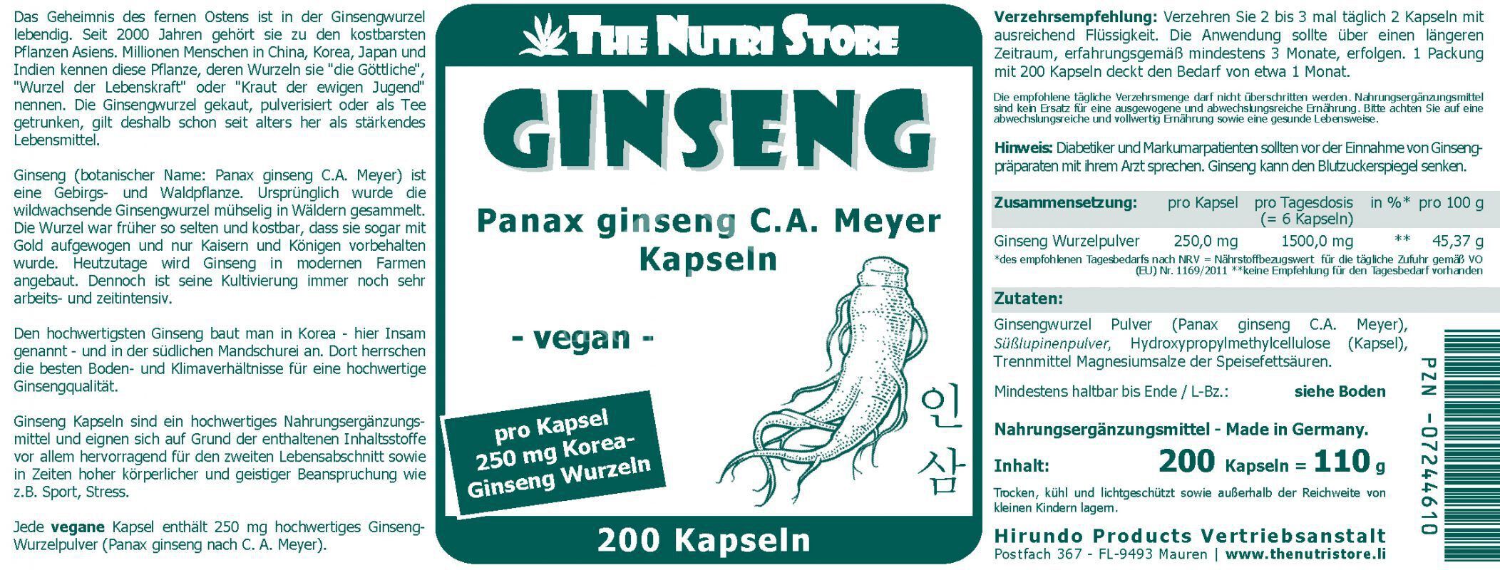 The Nutri Store Ginseng Kapseln
