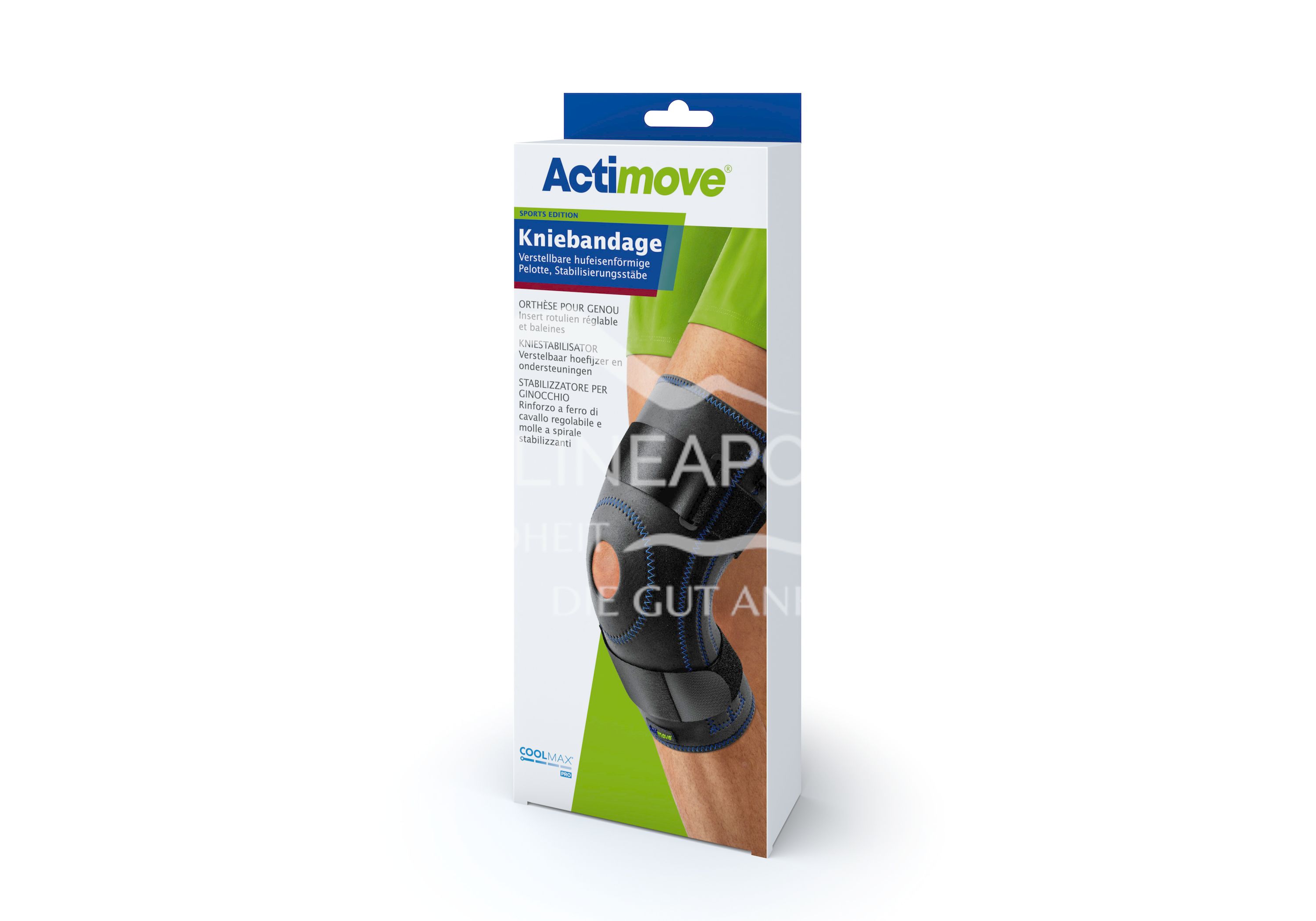 Actimove® Sport Edition Kniebandage Verstellbare hufeisenförmige Pelotte Größe S