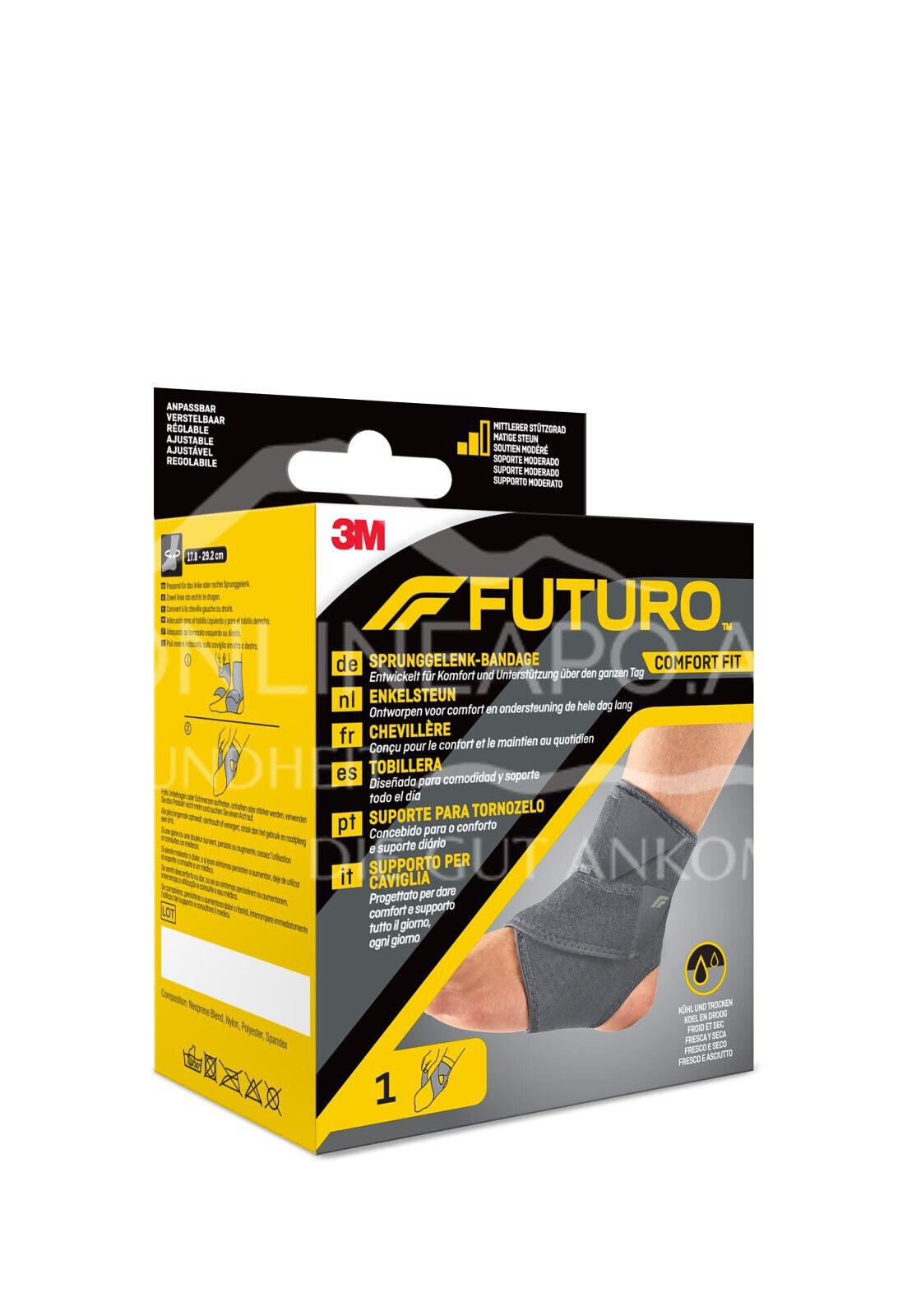 3M FUTURO™ Comfort Fit Sprunggelenk-Bandage 04037, Anpassbar (17.8 cm – 29.2 cm)