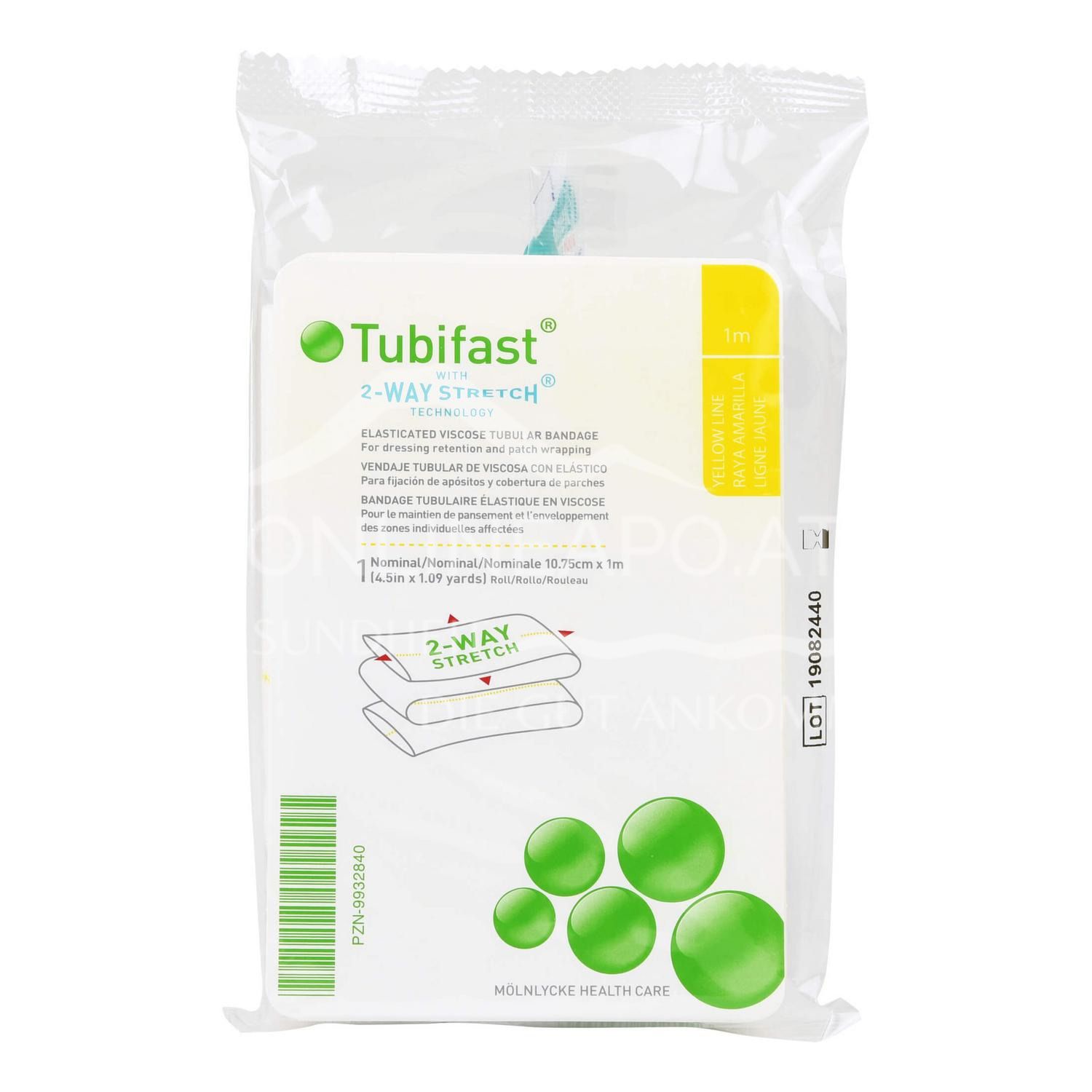 Tubifast® Schlauchverband mit Zwei-Wege-Stretch Rolle, Gelb, 10,75 cm x 1 m