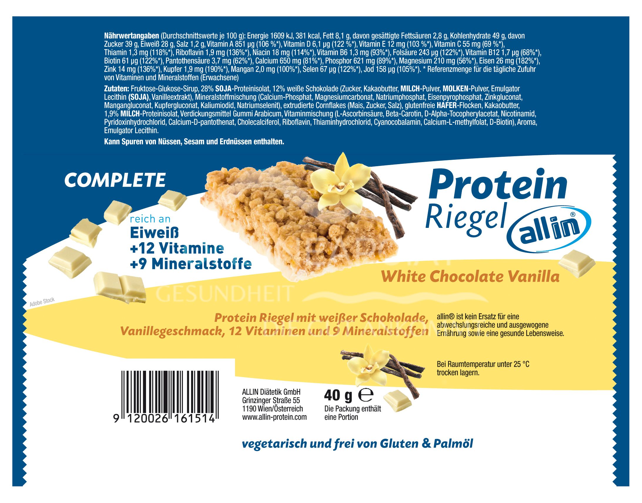 all in® COMPLETE Protein Riegel White Chocolate Vanilla (25 x 40g)
