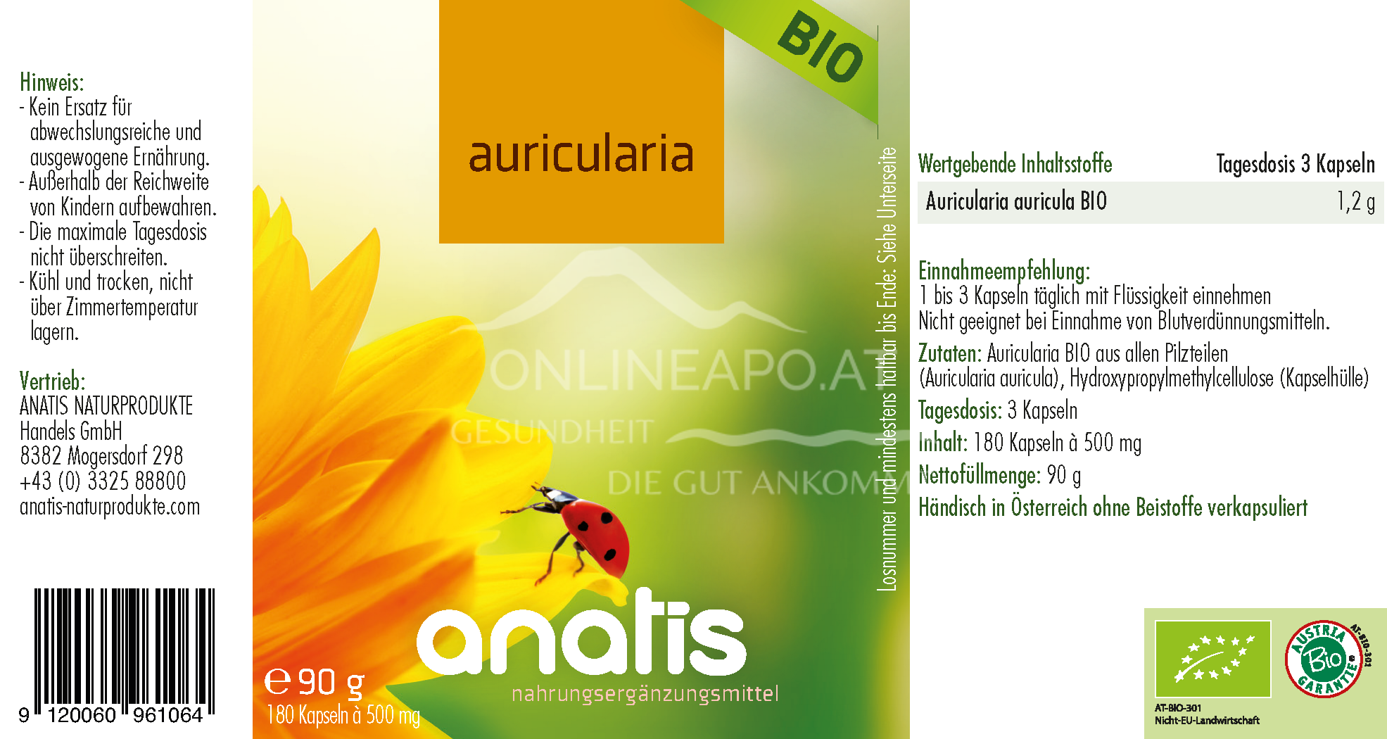 anatis Auricularia Pilz BIO Kapseln