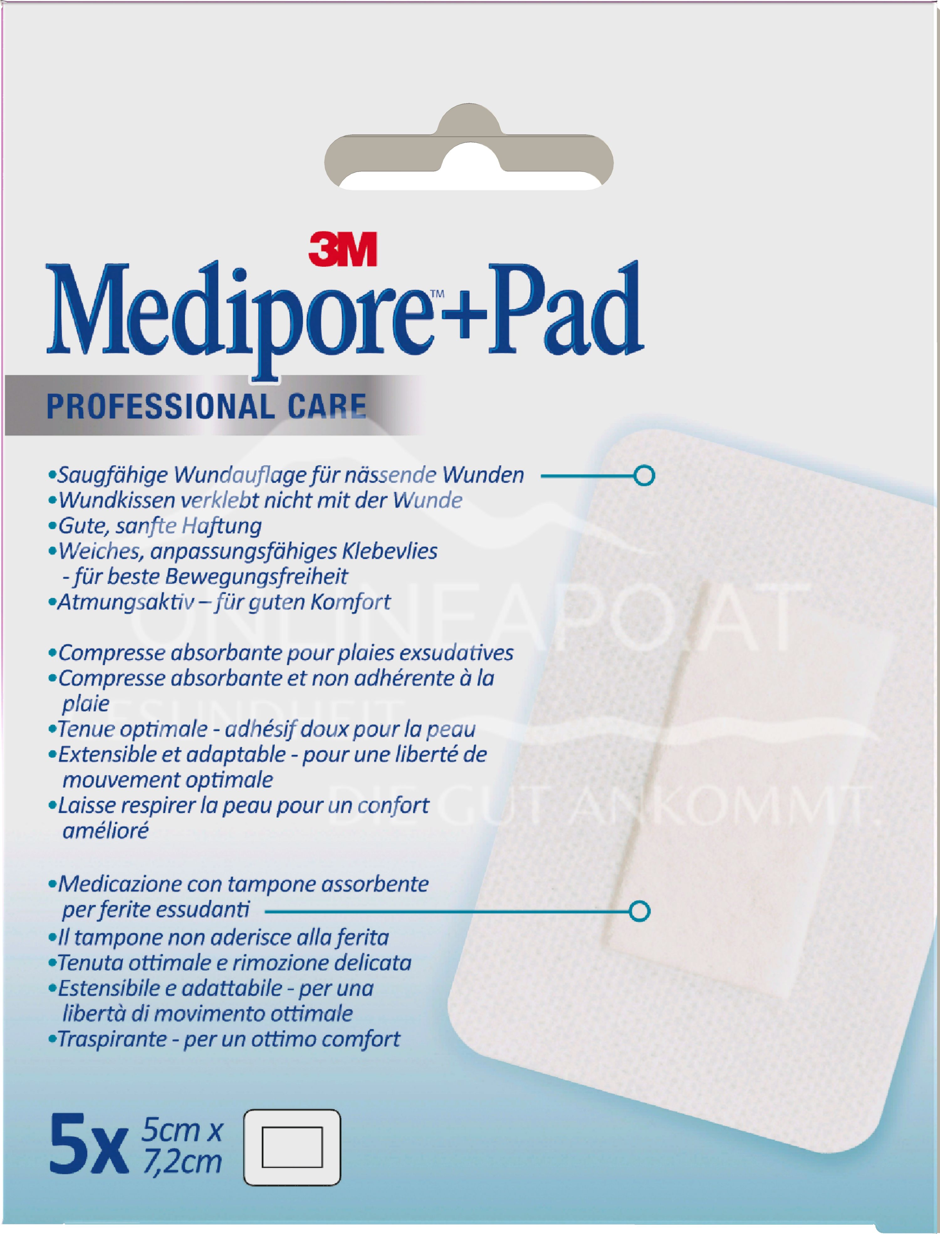 3M Medipore + Pad Steriler Wundverband mit Wundauflage,3562NP, 5 x 7,2 cm