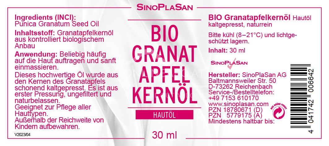 SinoPlaSan Bio Granatapfelkernöl Hautpflegeöl