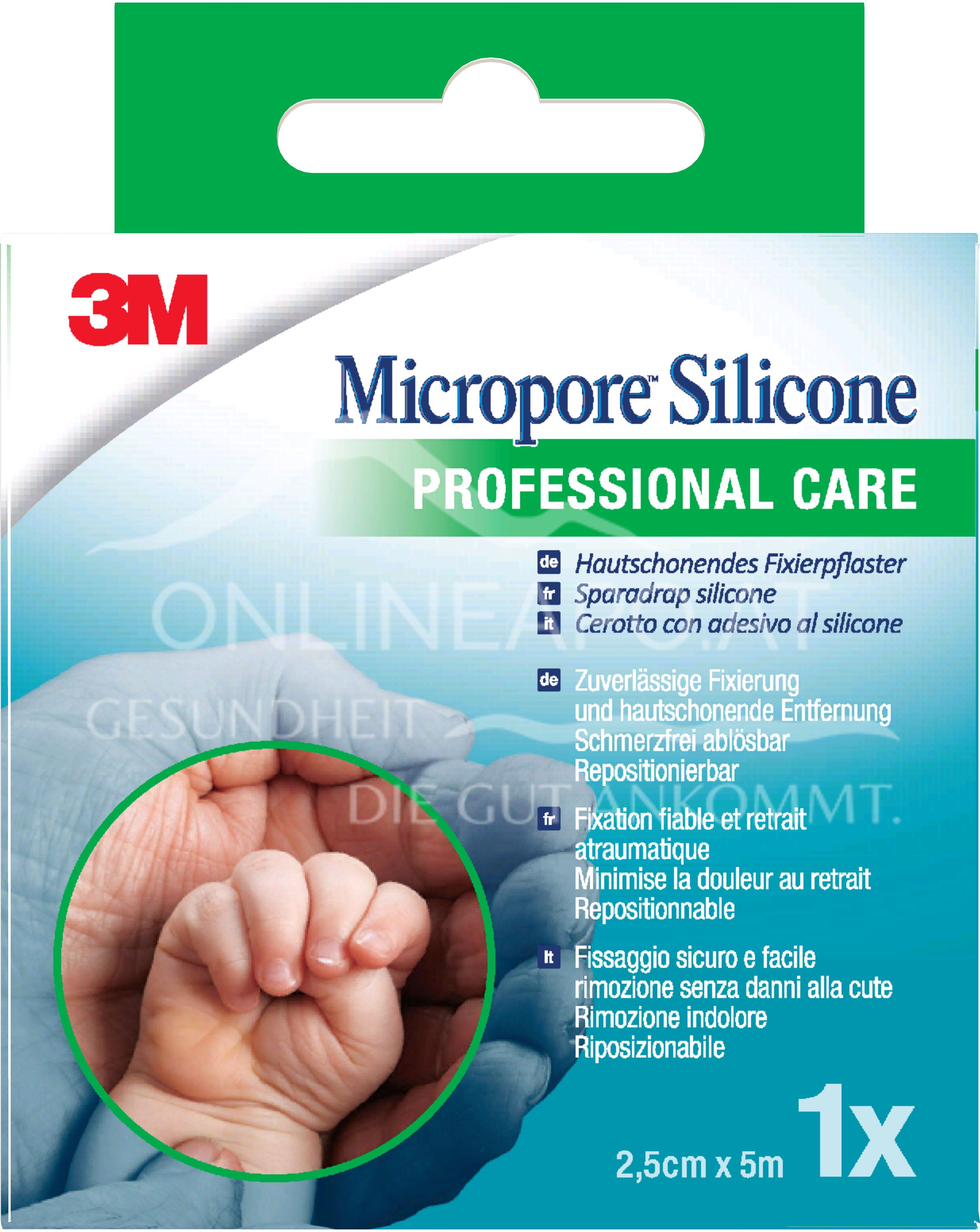 3M™ Micropore™ Silicone, Silikonrollenpflaster, 2775NP-1, 2,5 cm x 5 m