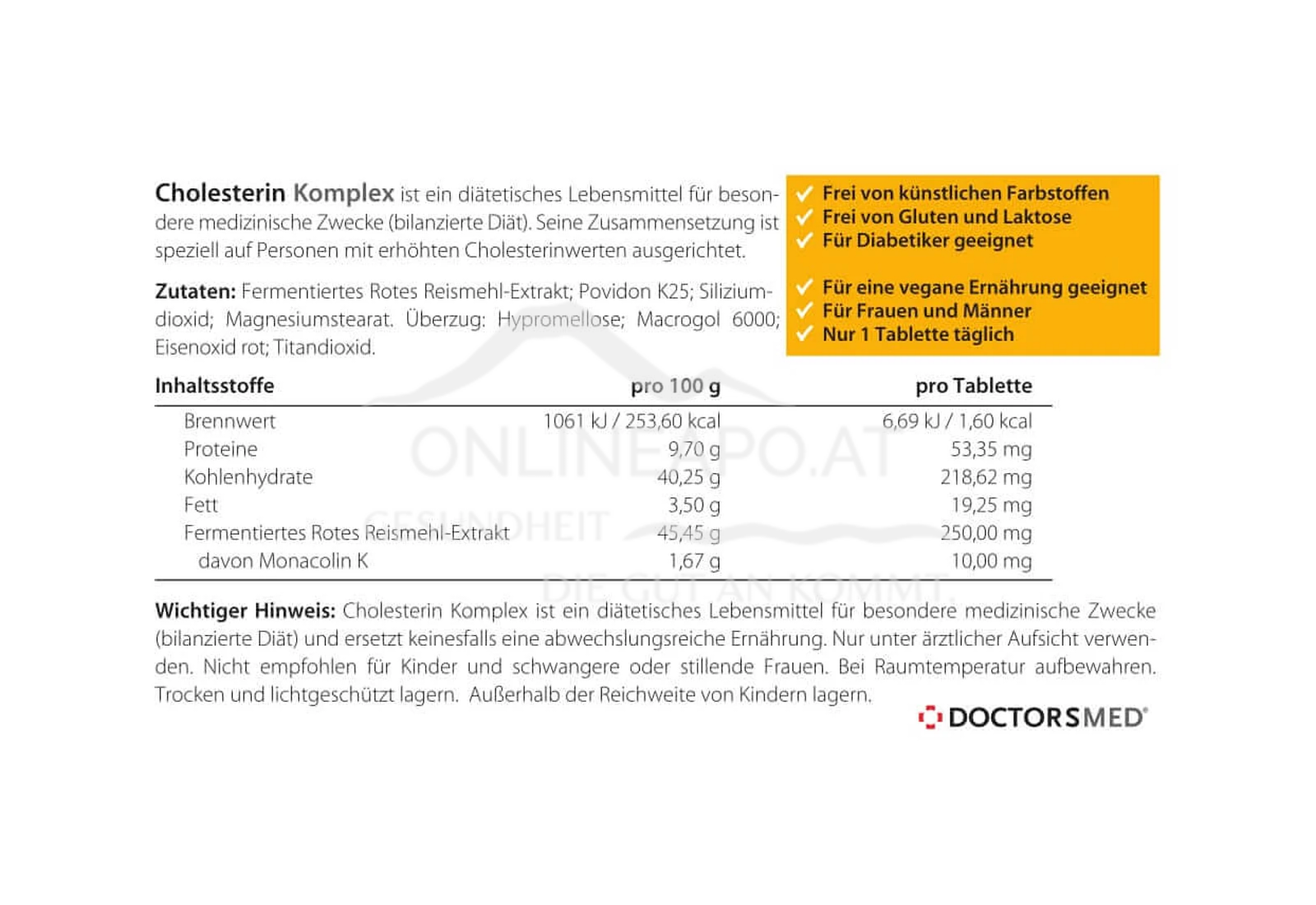 Doktorsmed® Cholesterin Komplex Tabletten
