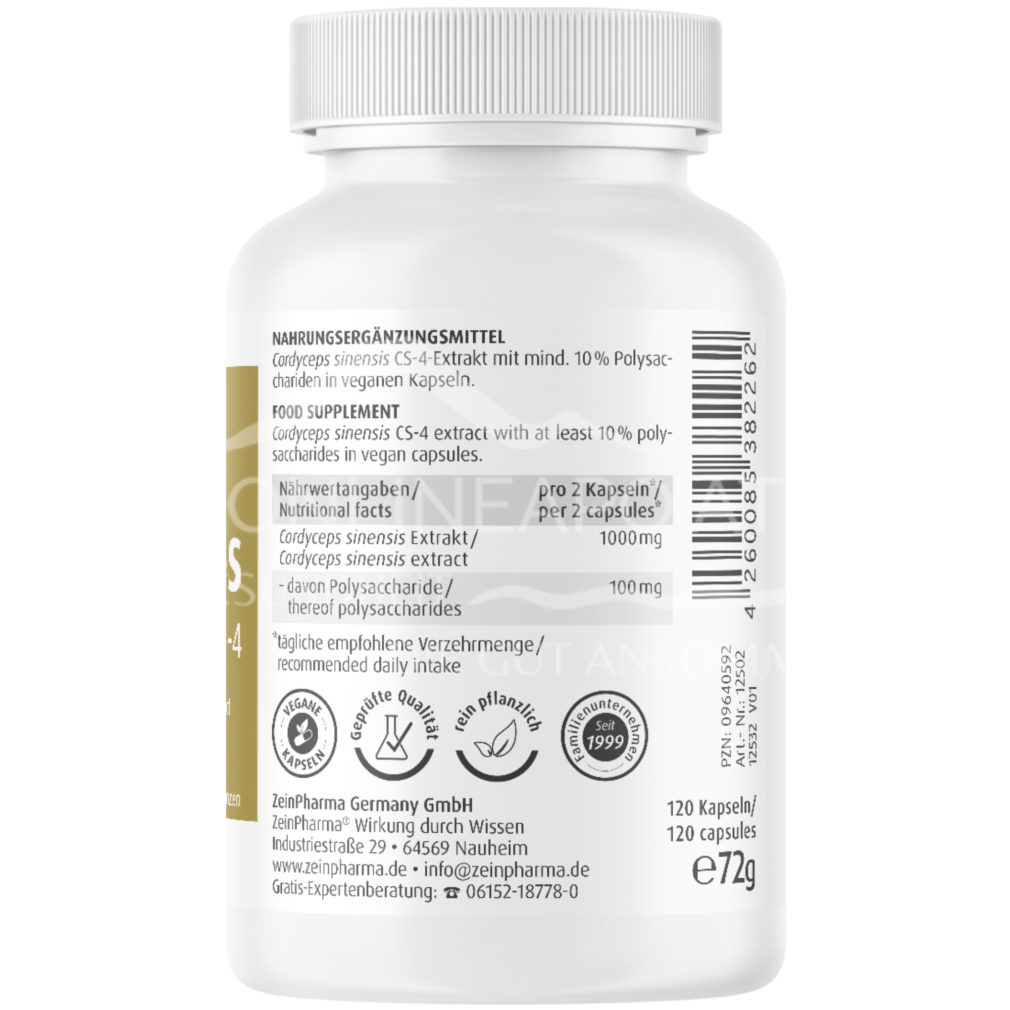 Zeinpharma Cordyceps CS-4 500 mg Kapseln