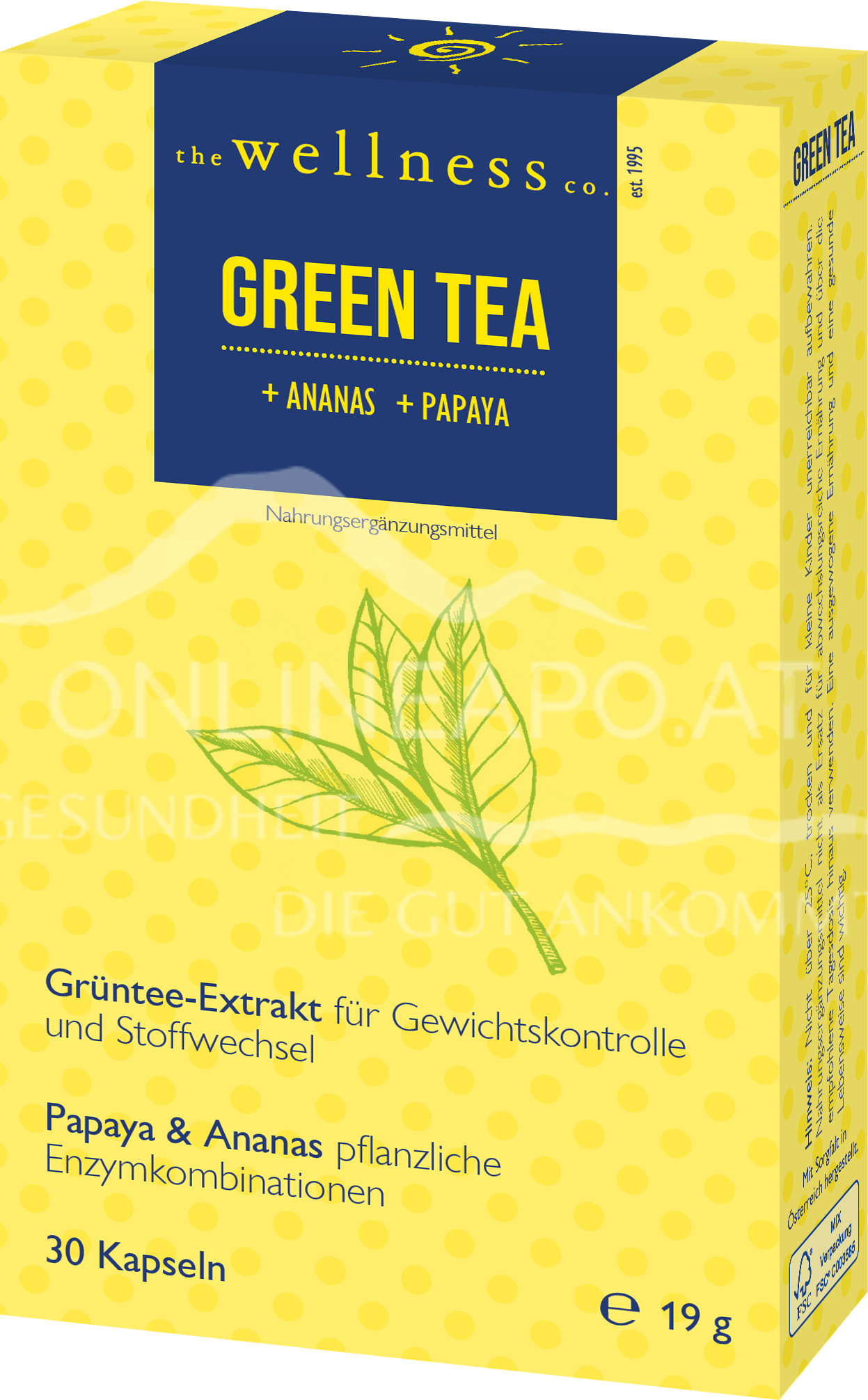Wellness GREEN TEA + ANANAS + PAPAYA Kapseln