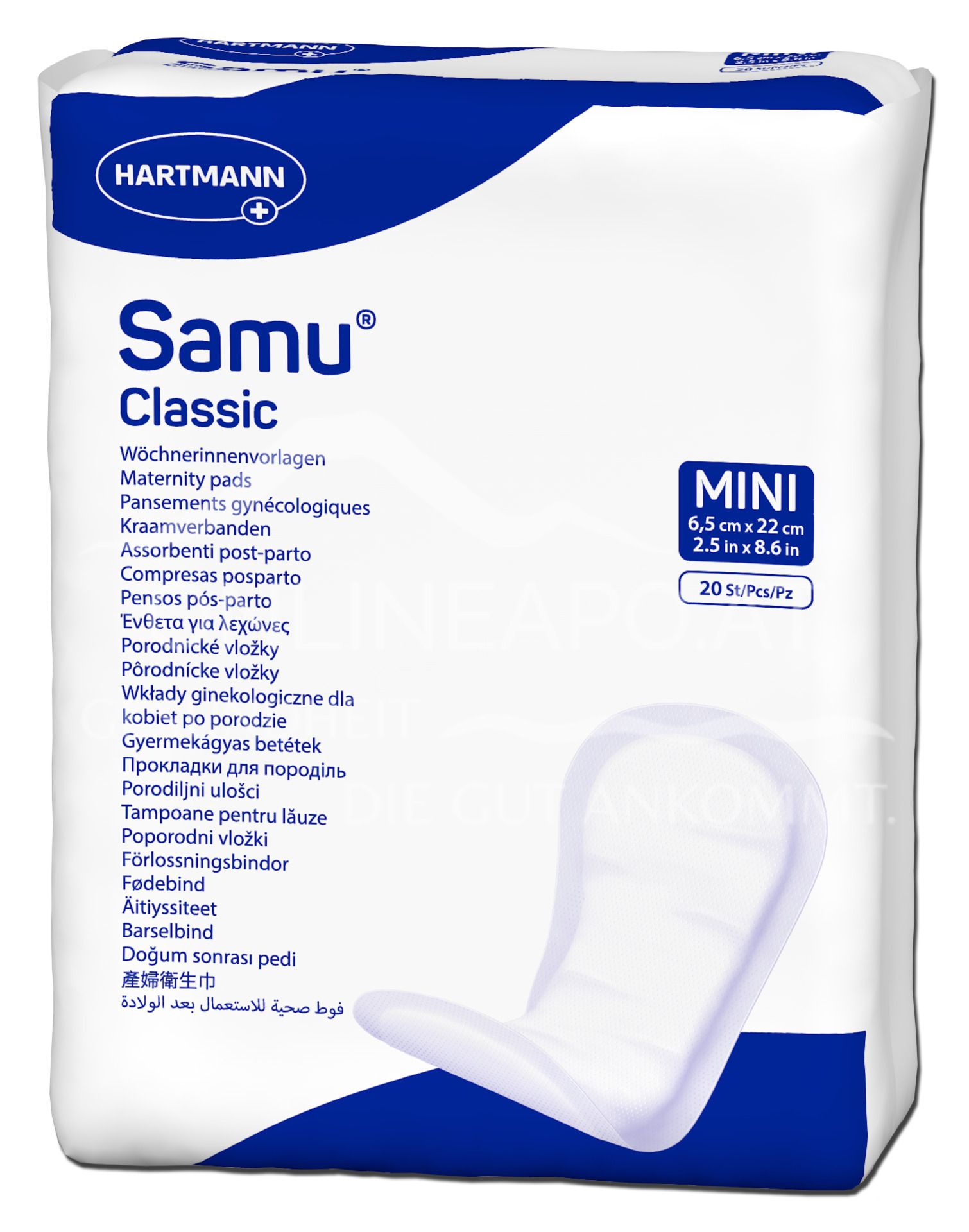 Samu® Classic Mini Wöchnerinnenvorlagen 6,5 x 22 cm