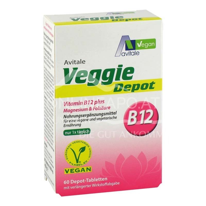 Avitale Veggie Depot Vitamin B12 + Magnesium + Folsäure Depot-Tabletten
