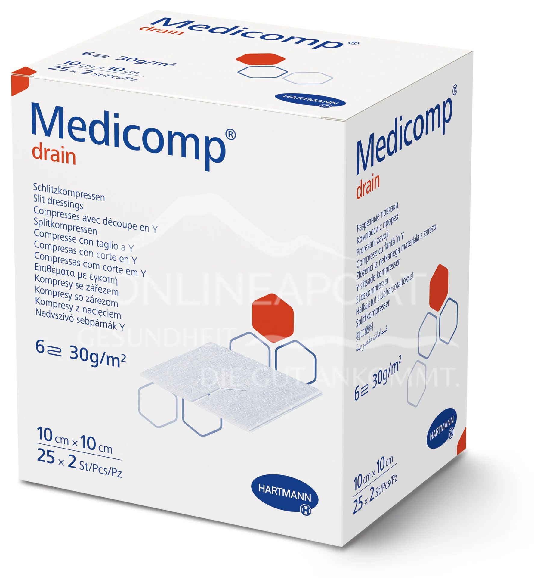 Medicomp® drain sterile, 6-fold, sterile, 10 x 10 cm, 25 x 2 pieces