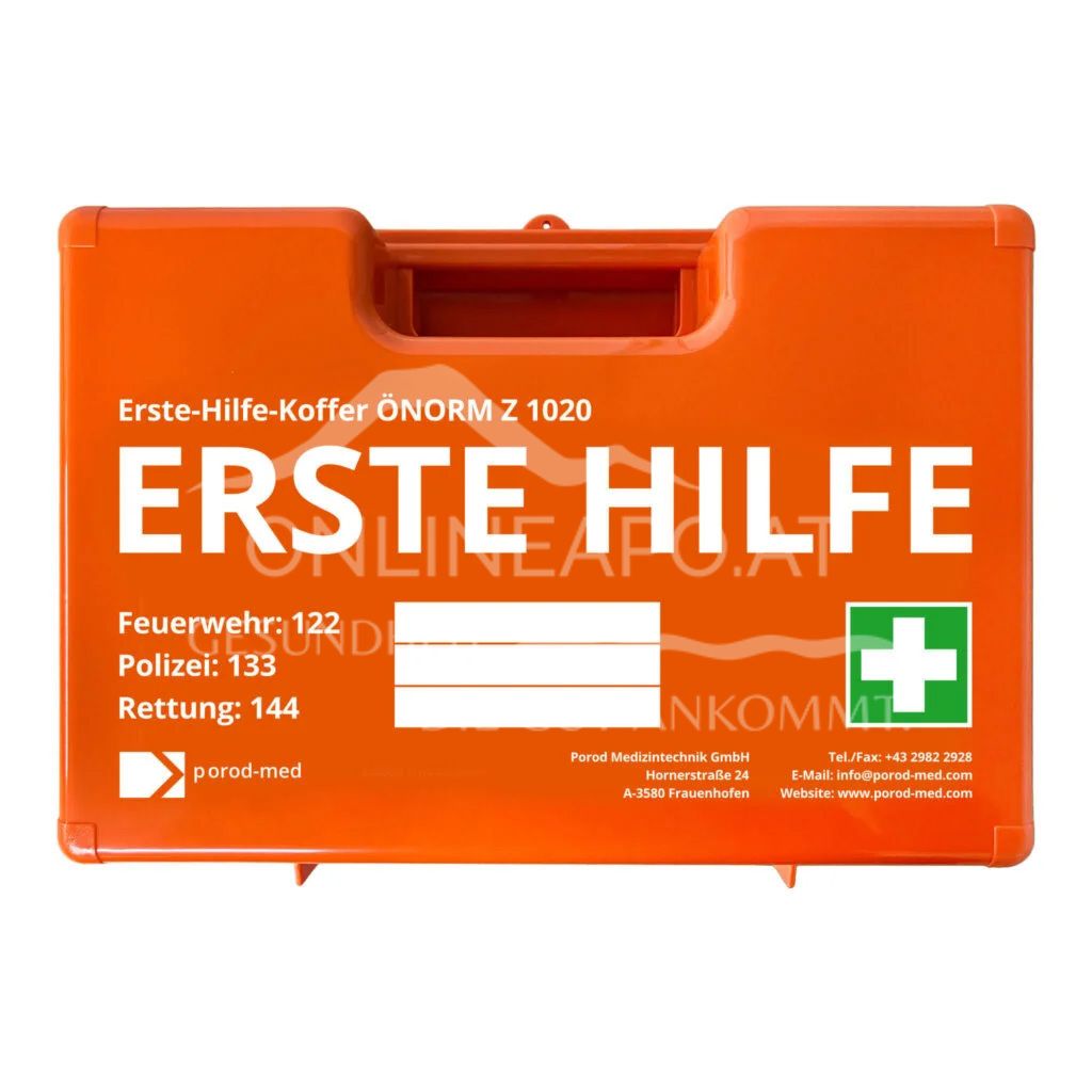 Erste Hilfe Koffer ÖNORM Z 1020:2025 mit Wandhalterung