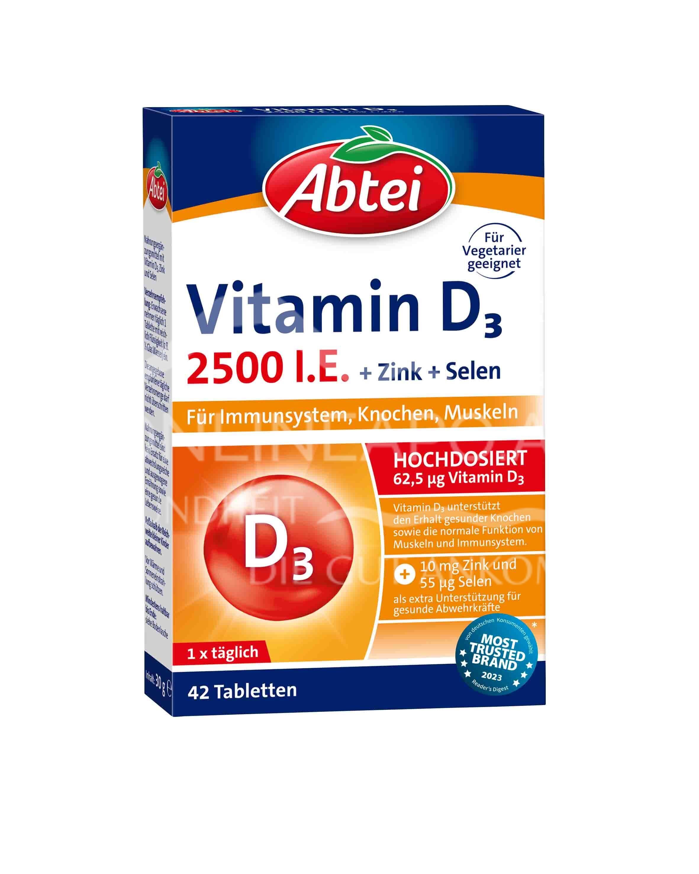 Abtei Vitamin D3 2500 I.E. + Zink + Selen Tabletten