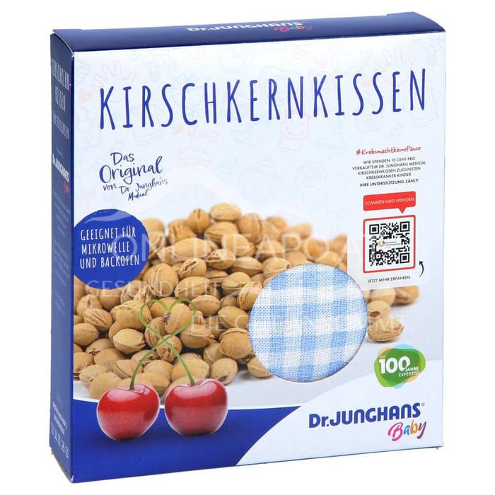 Dr. Junghans Kirschkernkissen Kids 10 x 10 cm, weiß-blau kariert
