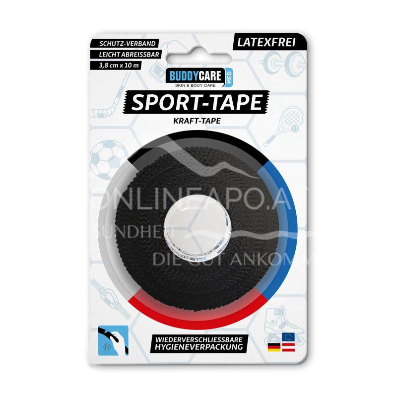 BUDDYCARE® MED Sport-Tape schwarz, 3,8 cm x 10m