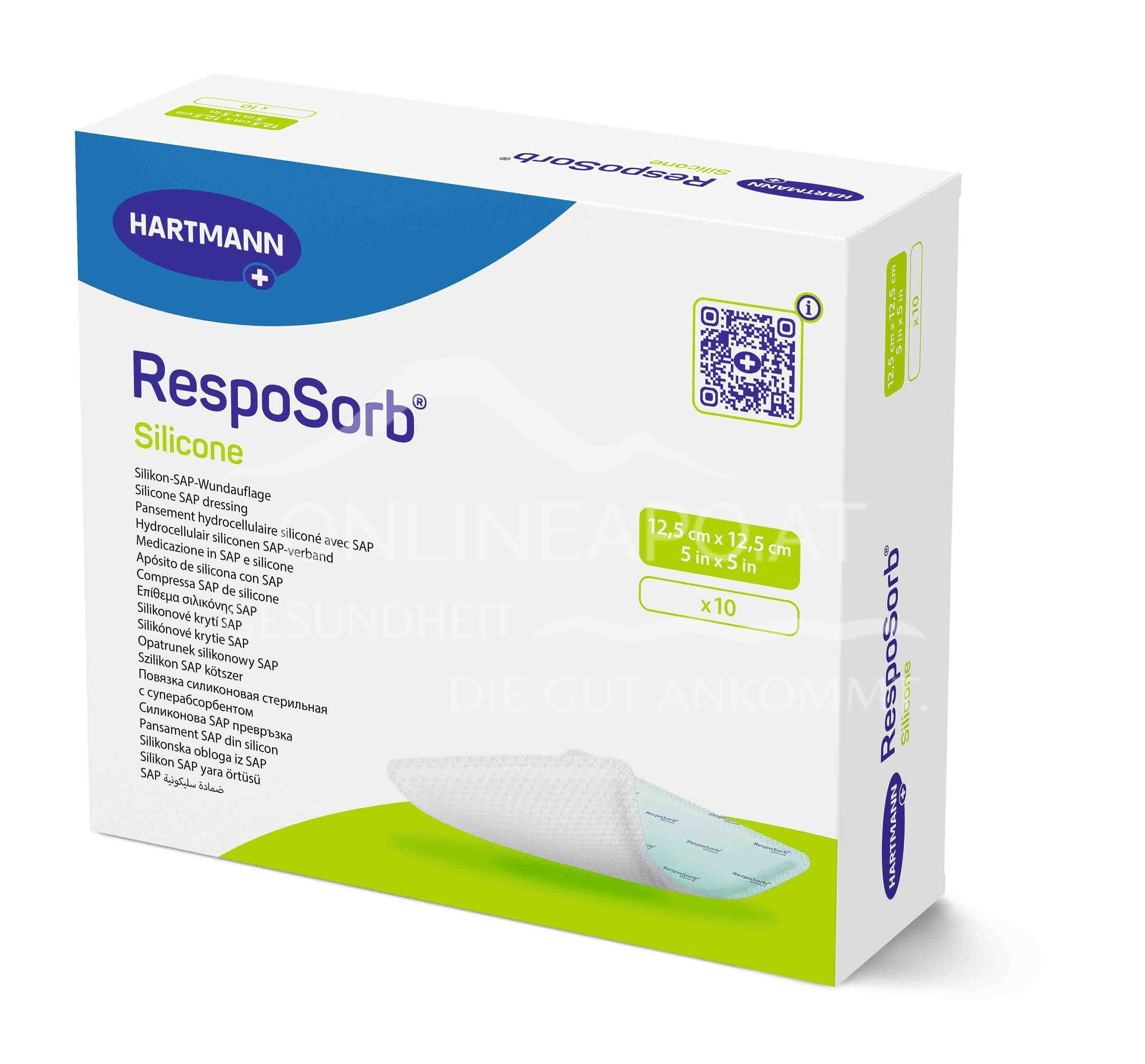 RespoSorb® Silicone superabsorbierende Saugkompresse mit Silikonwundkontaktschicht steril, 12,5 x 12,5 cm