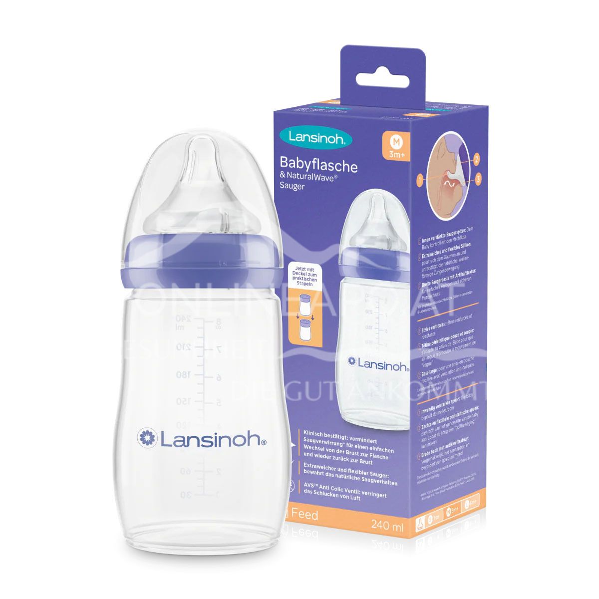 Lansinoh® Babyflasche mit NaturalWave® Sauger (Größe Medium) 240 ml