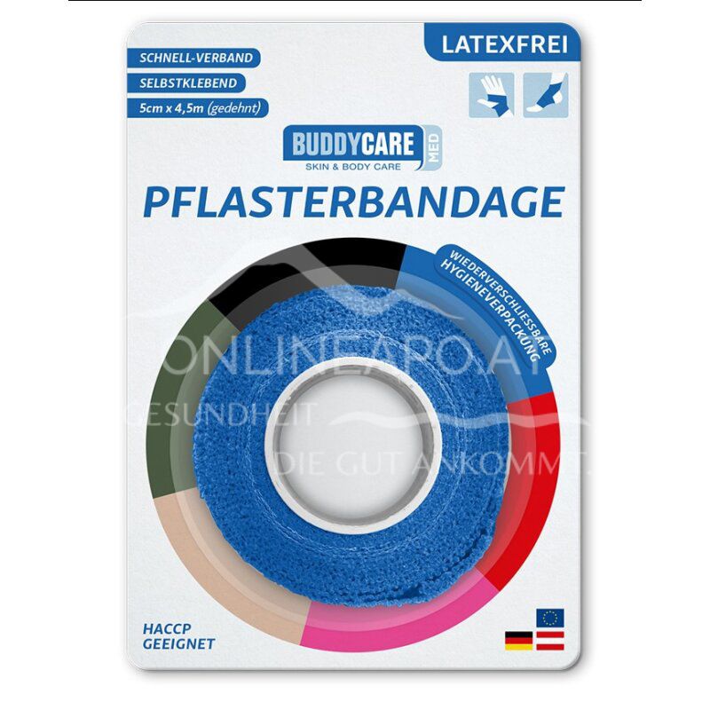 BUDDYCARE® MED Pflasterbandage Blau 5 cm x 4,5 m