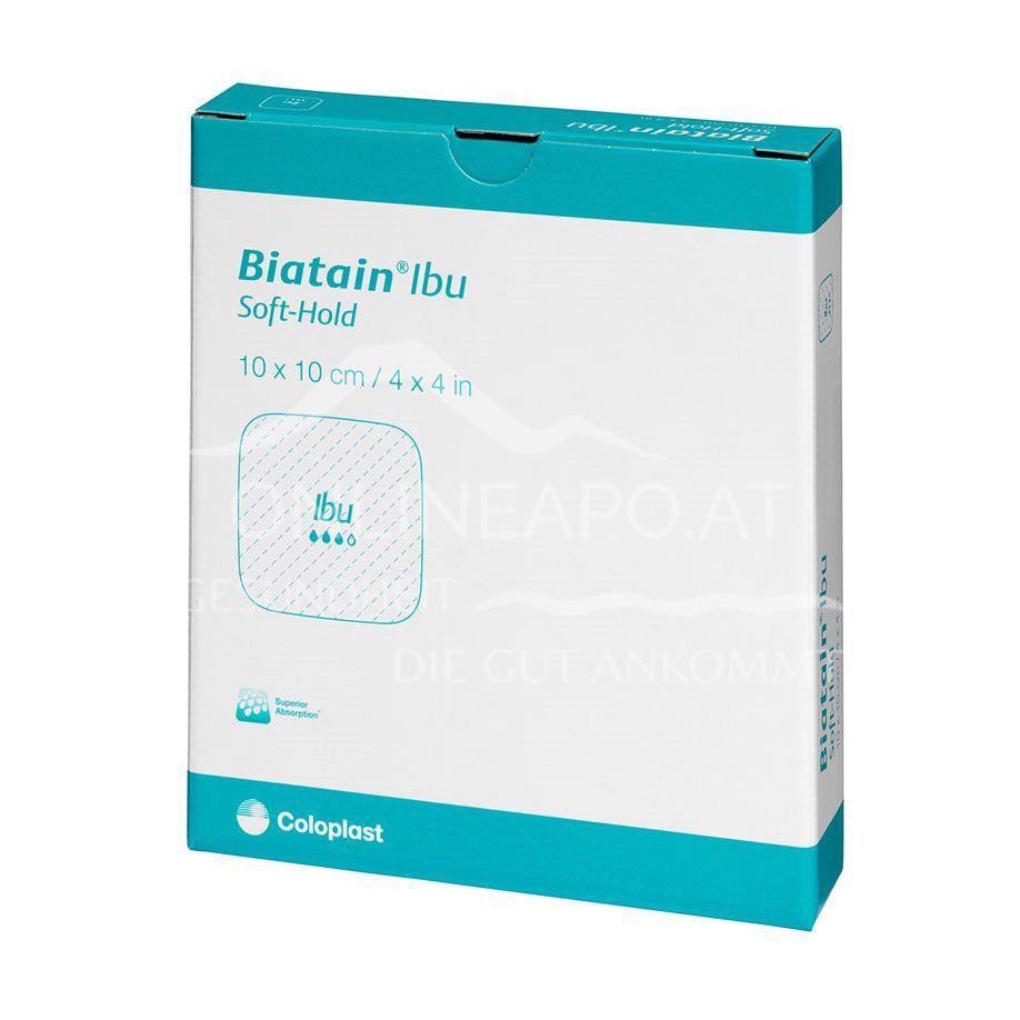 Biatain® Ibu Soft-Hold Schaumverband mit Ibuprofen (0,5 mg/cm²) steril, 10 x 10 cm