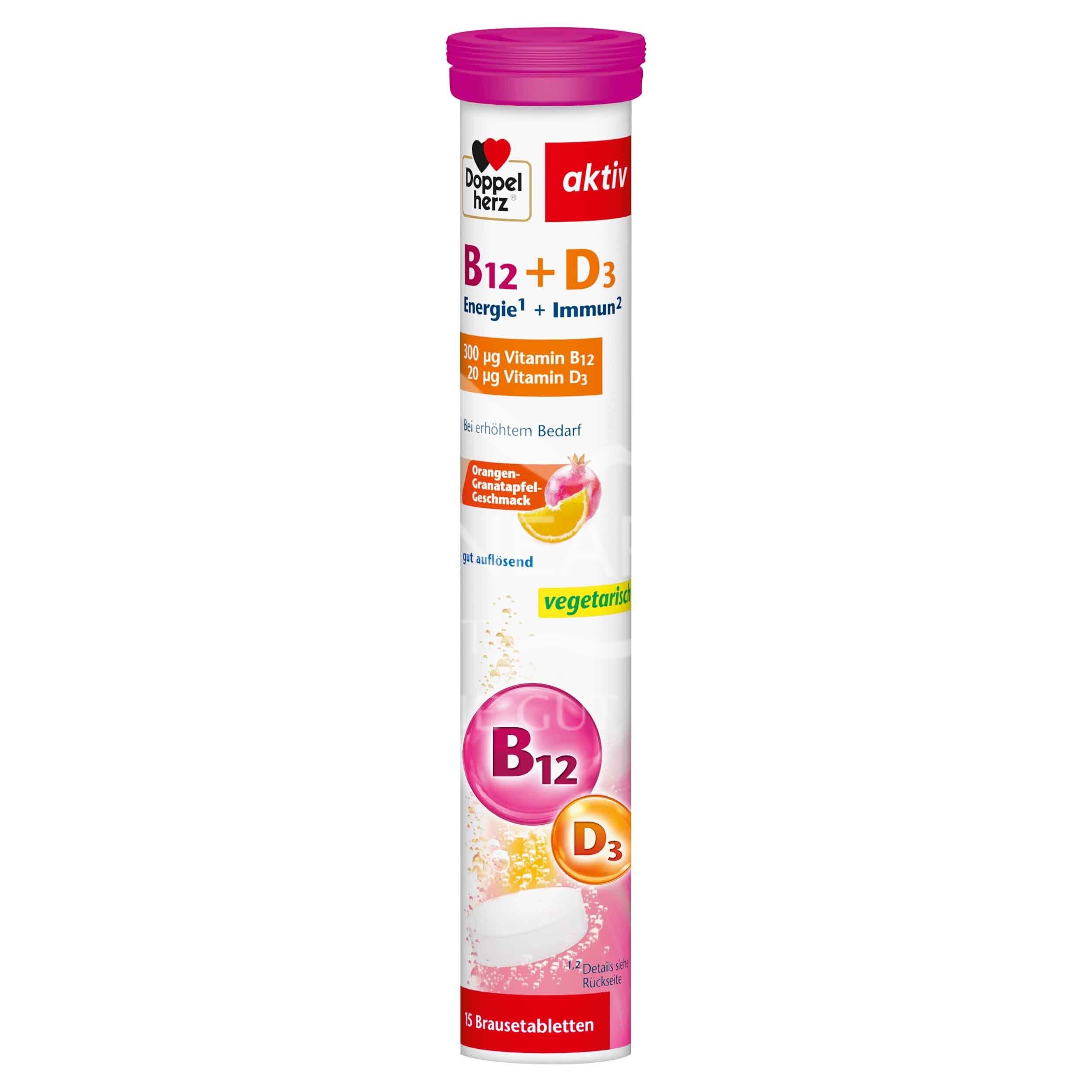 Doppelherz aktiv Vitamin B12 + D3 Brausetabletten - Energie + Immun