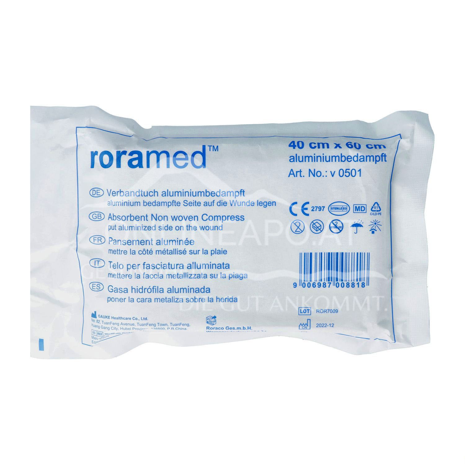 roramed™ Verbandtuch metallisiert, steril, 40 x 60 cm