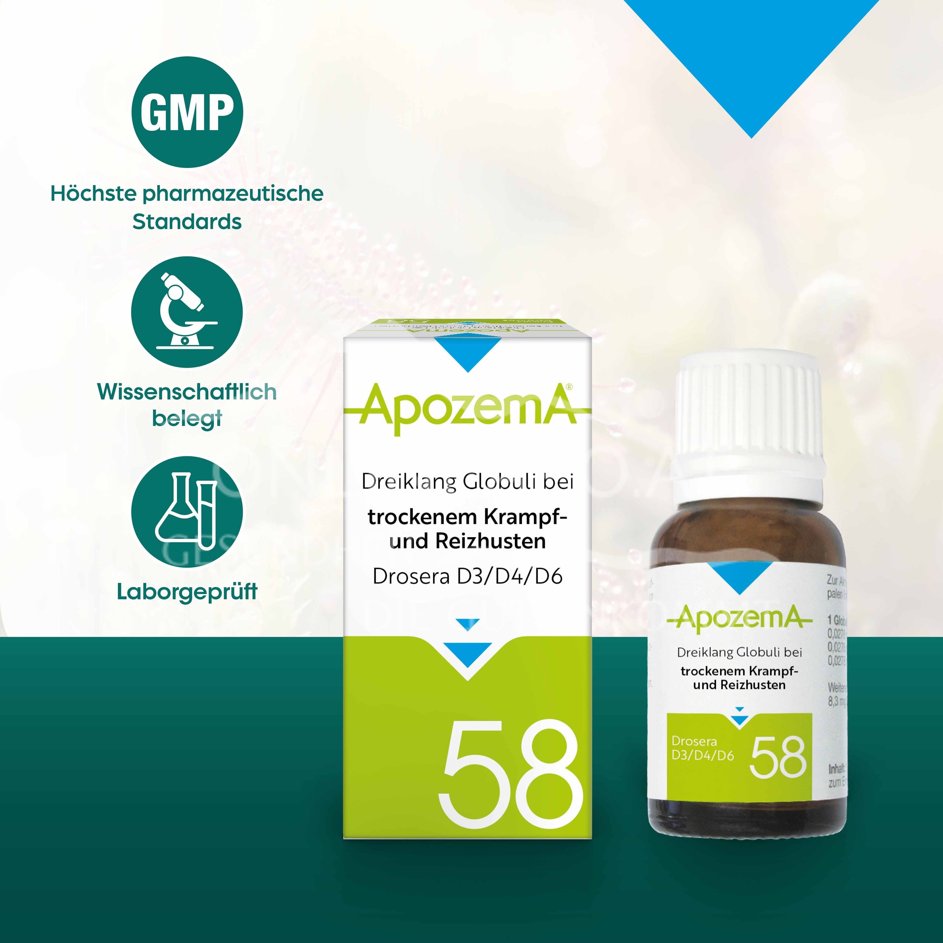 Apozema® No. 58: Dreiklang Globuli for dry spasmodic and irritating coughs