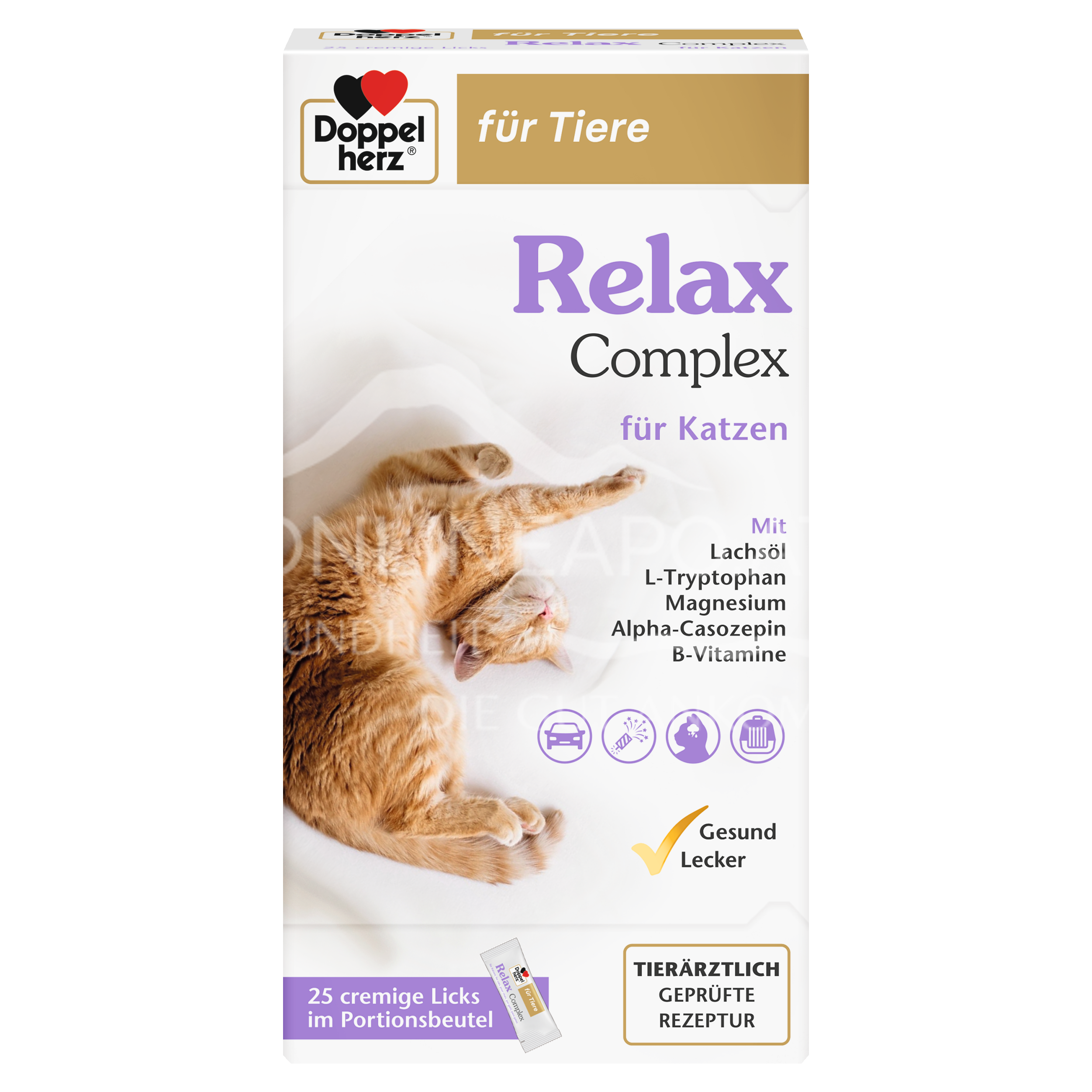 Doppelherz für Tiere Relax Complex für Katzen Cremige Licks im Portionsbeutel