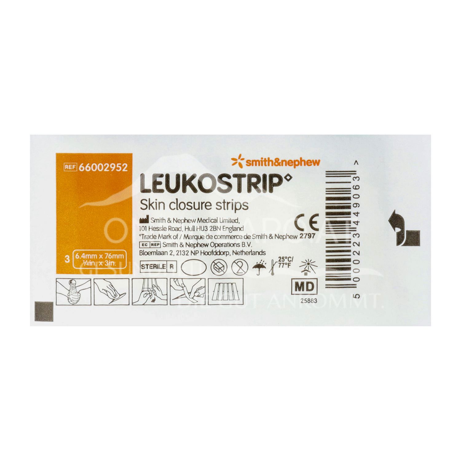 LEUKOSTRIP suture strips 6.4 x 76 mm, 1 x 3 pieces
