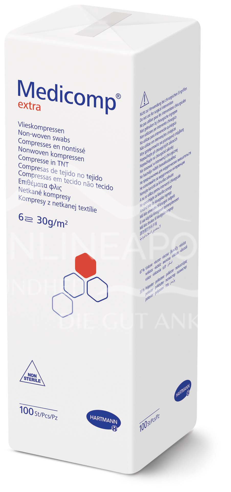 Medicomp® extra non-woven compresses non-sterile, 6-ply, 7.5 x 7.5 cm