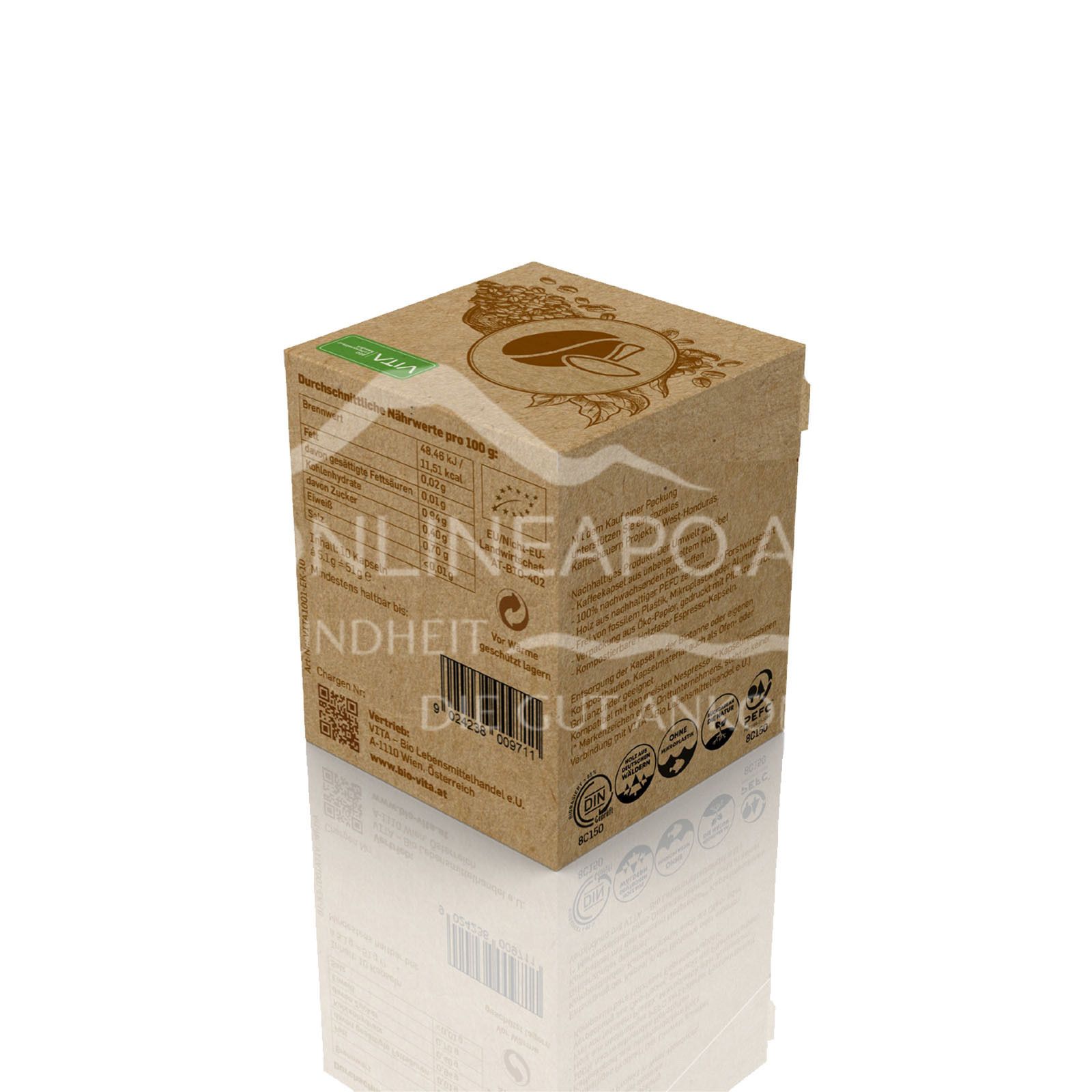 VITA1001 - Bio Vitalkaffee Kapsel | PREMIUM REISHI-Kaffee | Holzfaser-Espresso-Kapsel