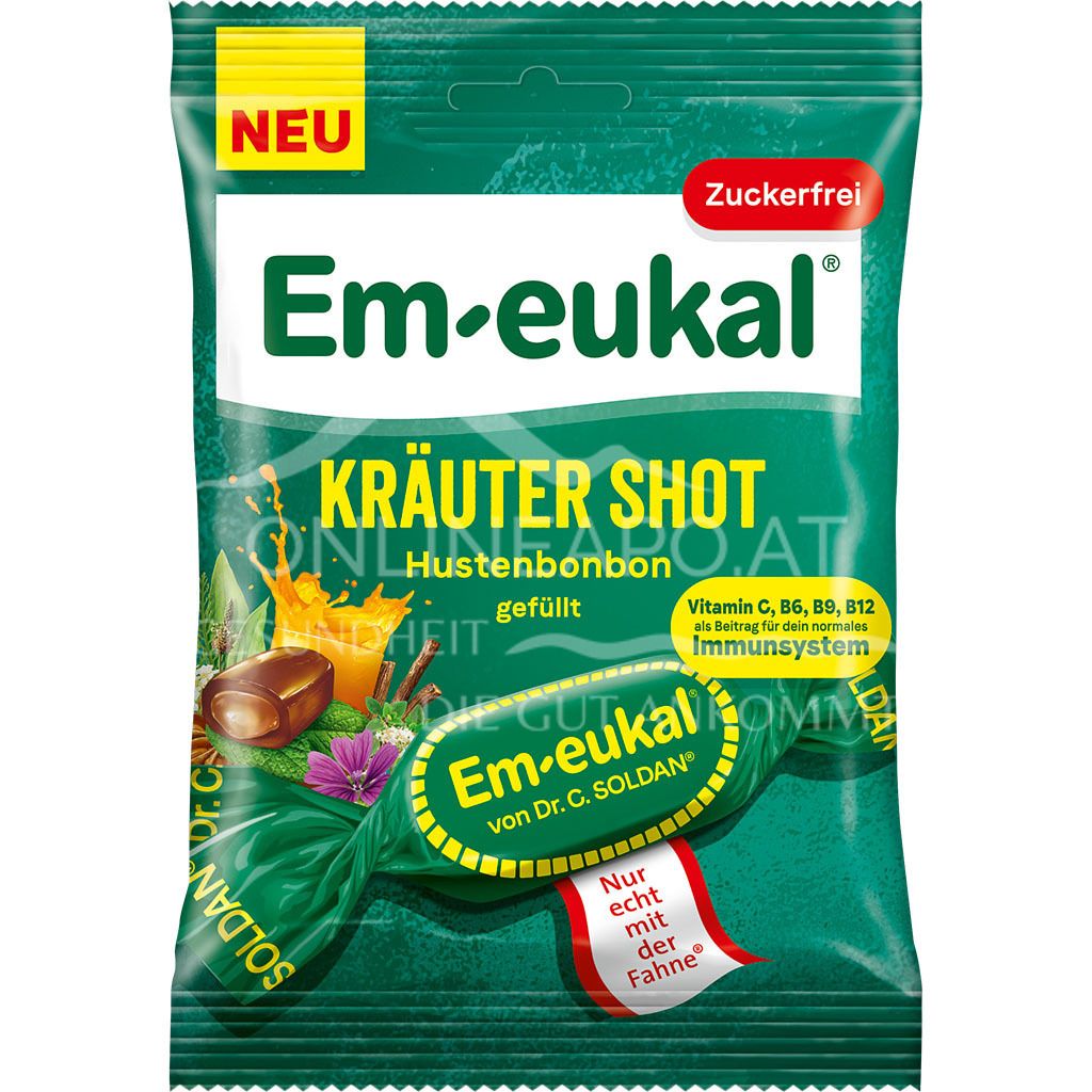 Em-eukal® Kräuter Shot Hustenbonbos gefüllt, zuckerfrei